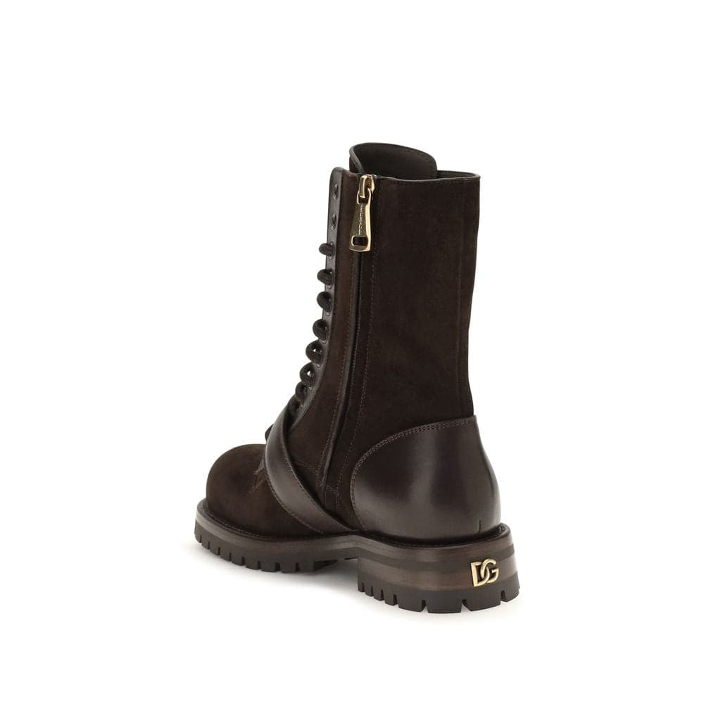 Dolce & Gabbana Black Calf Leather Bos Taurus Lace-Up Boots - 3
