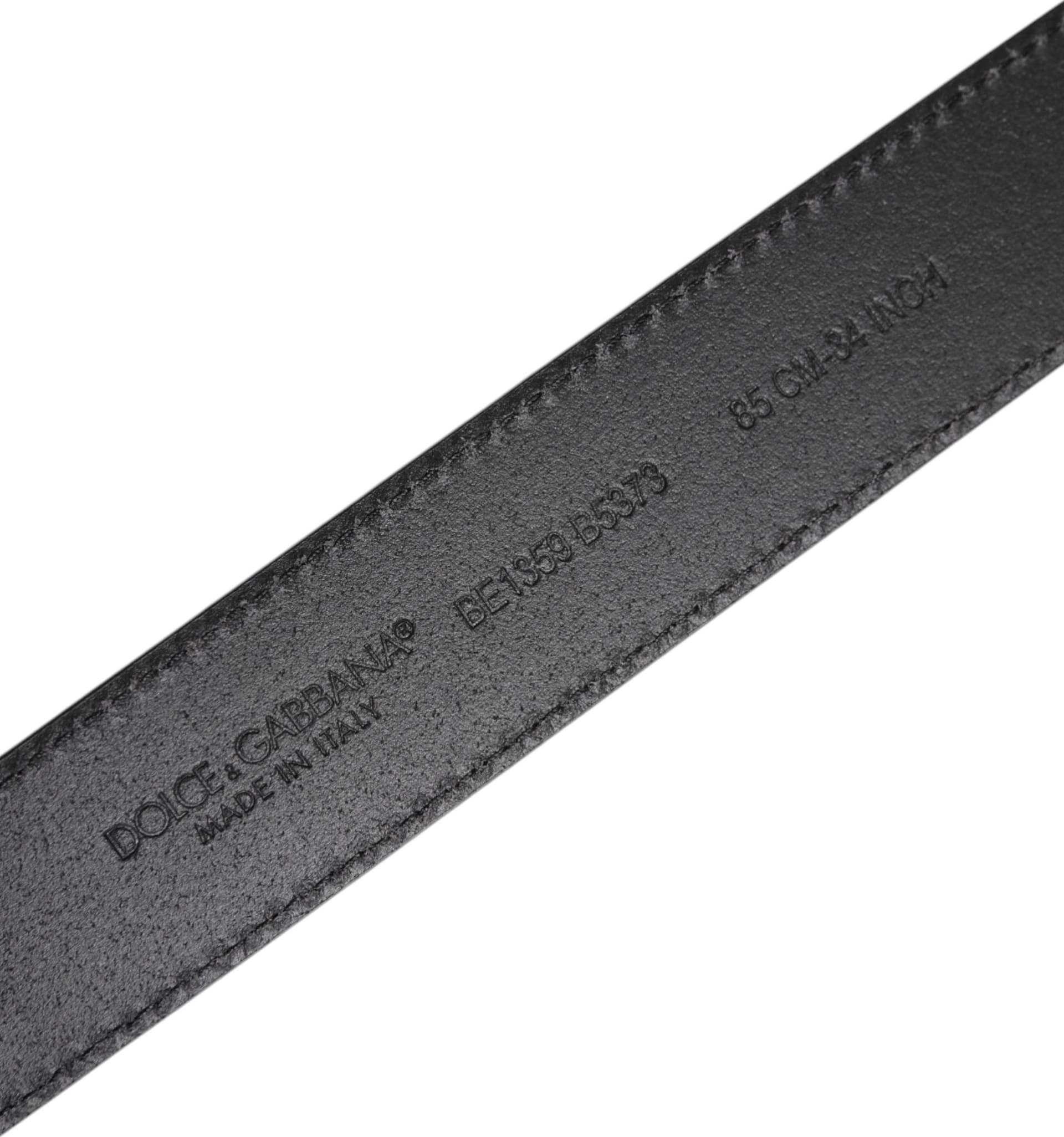 Dolce & Gabbana Black Grained Leather Gold Metal Buckle Belt - 6