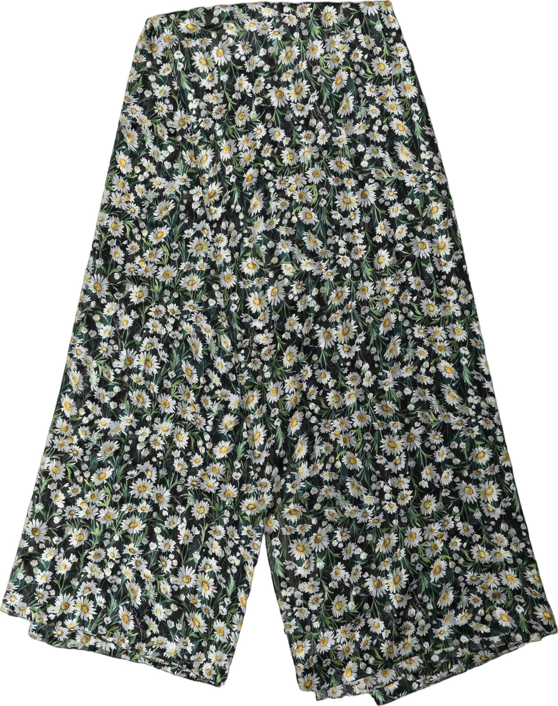 Dolce & Gabbana Black Silk Daisy Chiffon Long Stole Scarf - 2
