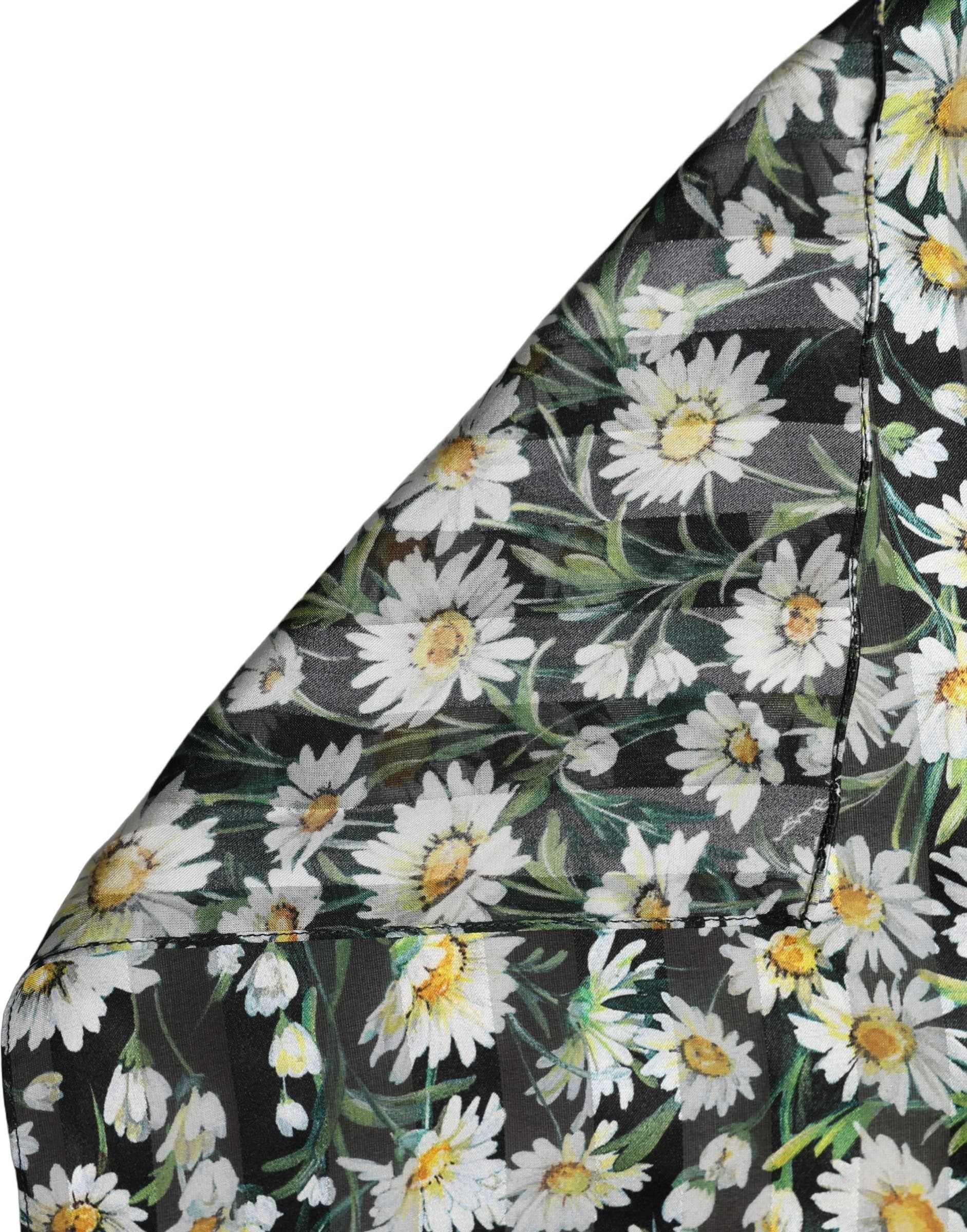 Dolce & Gabbana Black Silk Daisy Chiffon Long Stole Scarf - 4