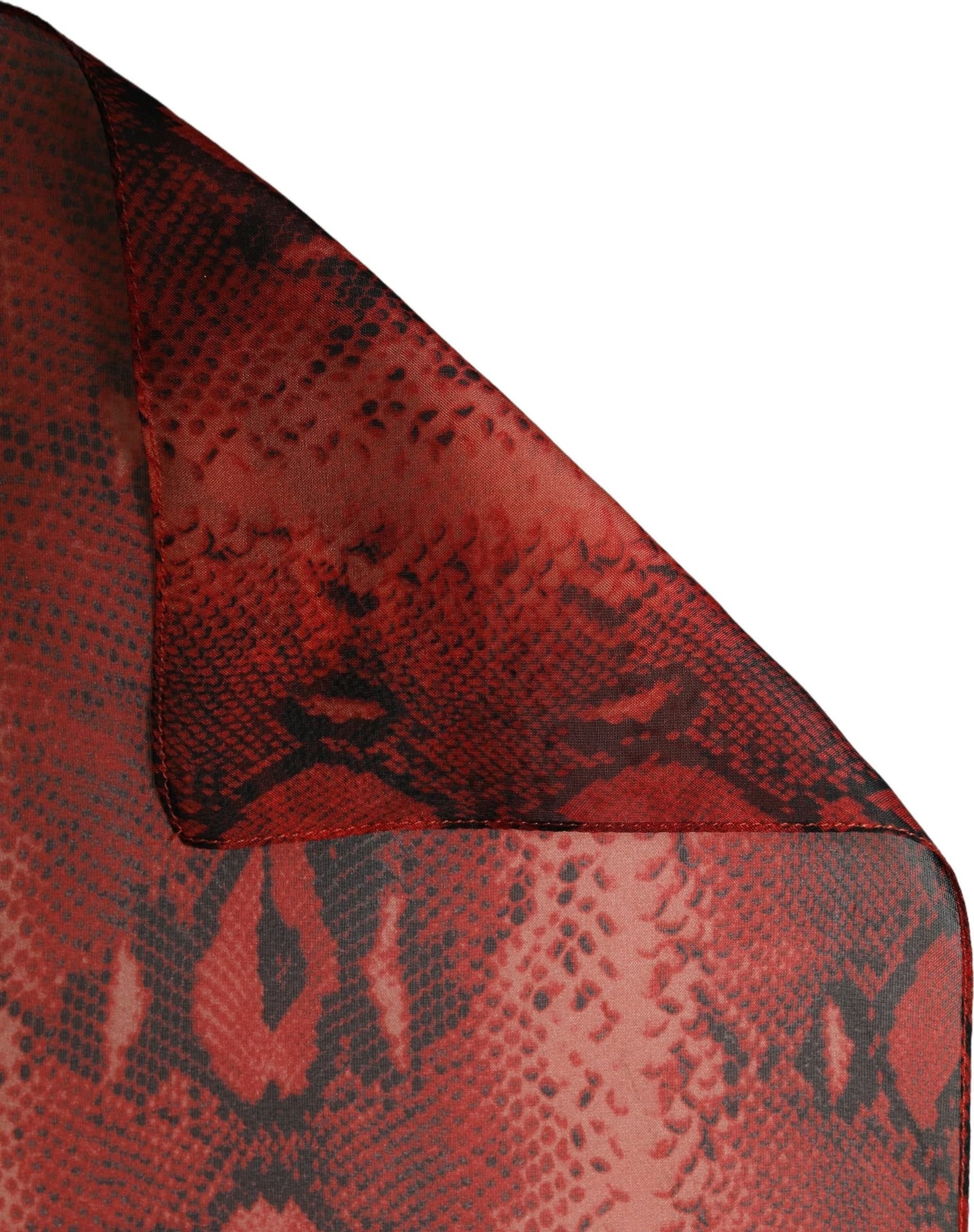 Dolce & Gabbana Red Black Printed Silk Sheer Foulard Scarf - 3