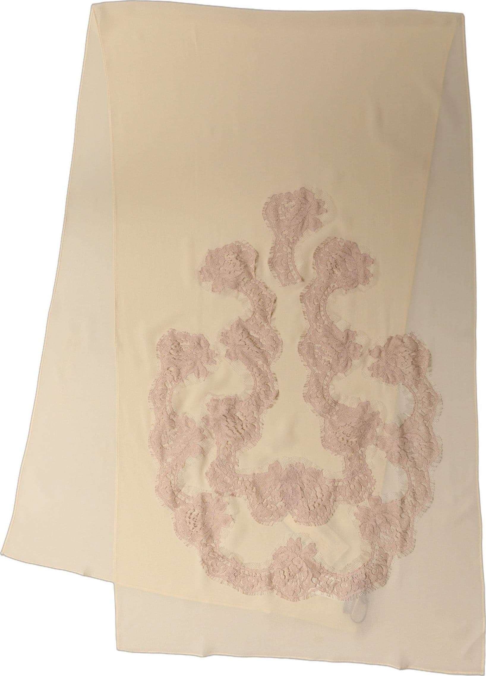 Dolce & Gabbana Light Beige Ornate Lace Neck Shawl Scarf - 2