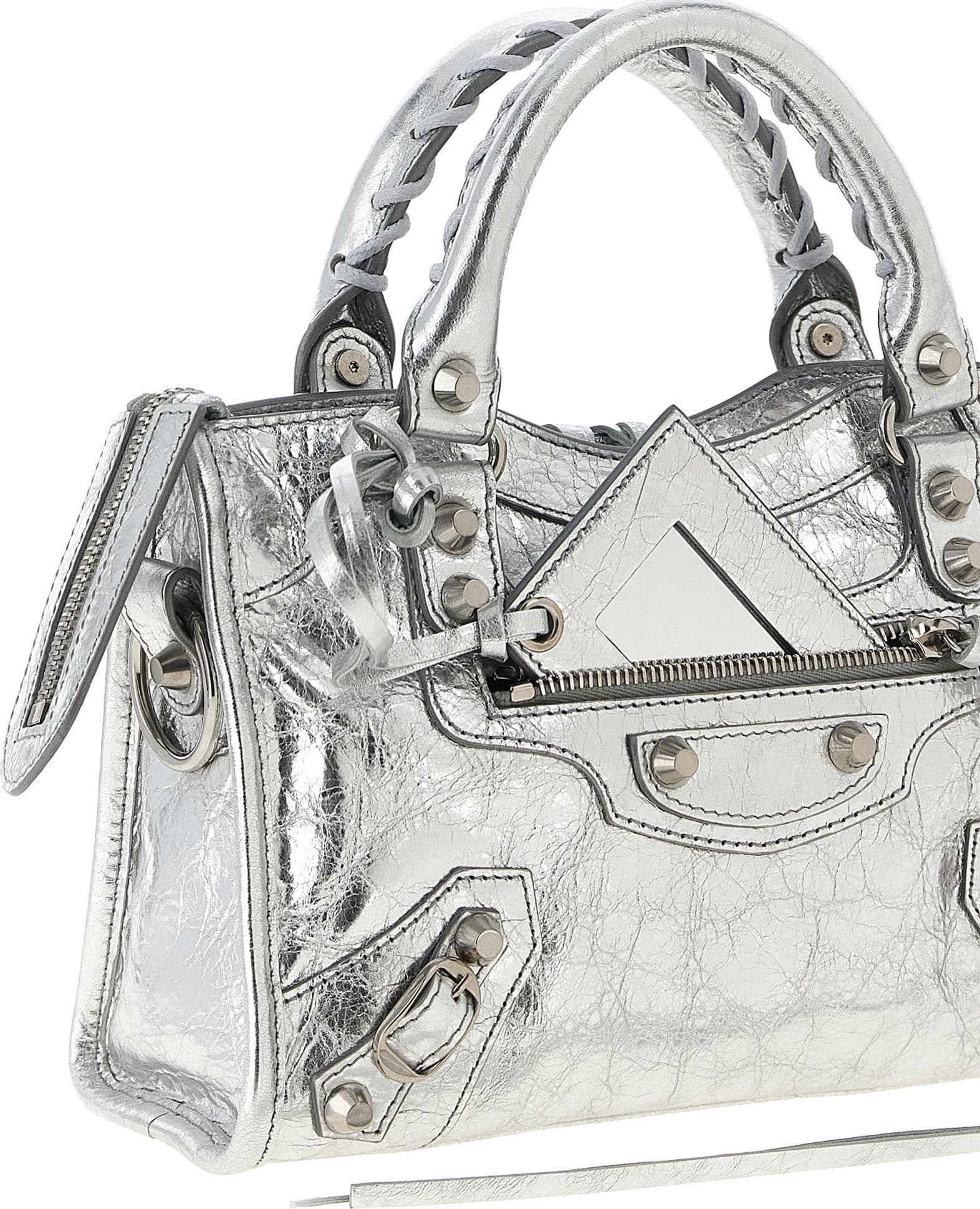 Balenciaga Silver Lamb Leather Handbag - 3