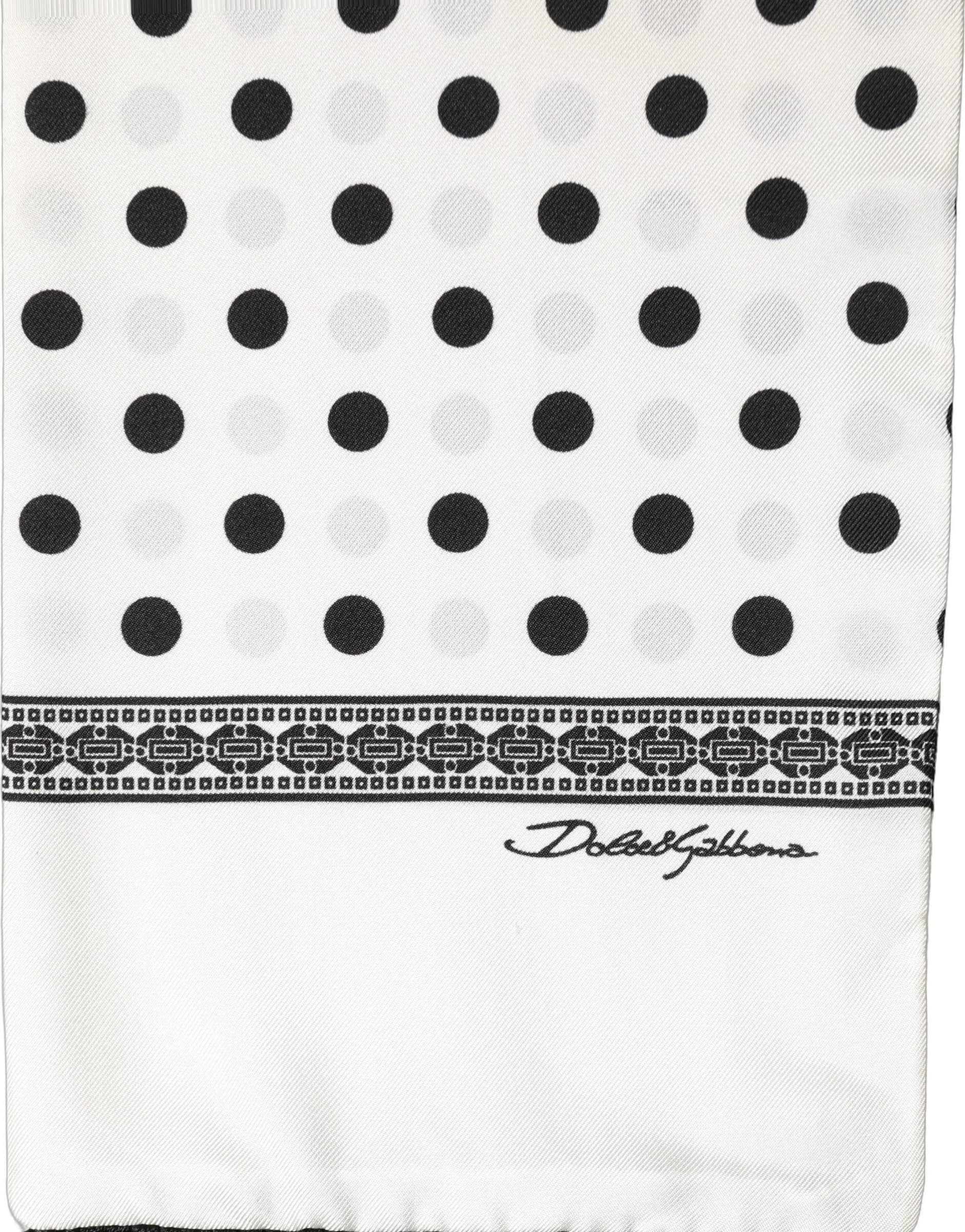 Dolce & Gabbana White Black Polka Dot Fringed Shawl Scarf - 3