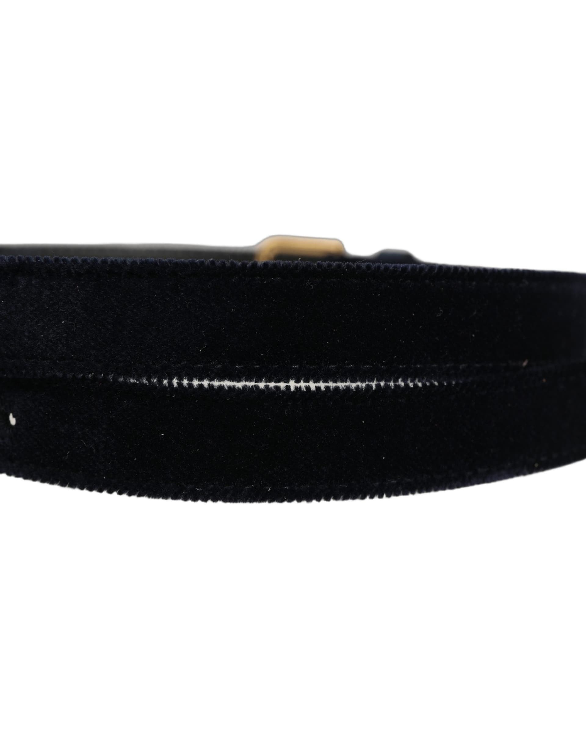 Dolce & Gabbana Dark Blue Velvet Gold Tone Metal Buckle Belt - 5