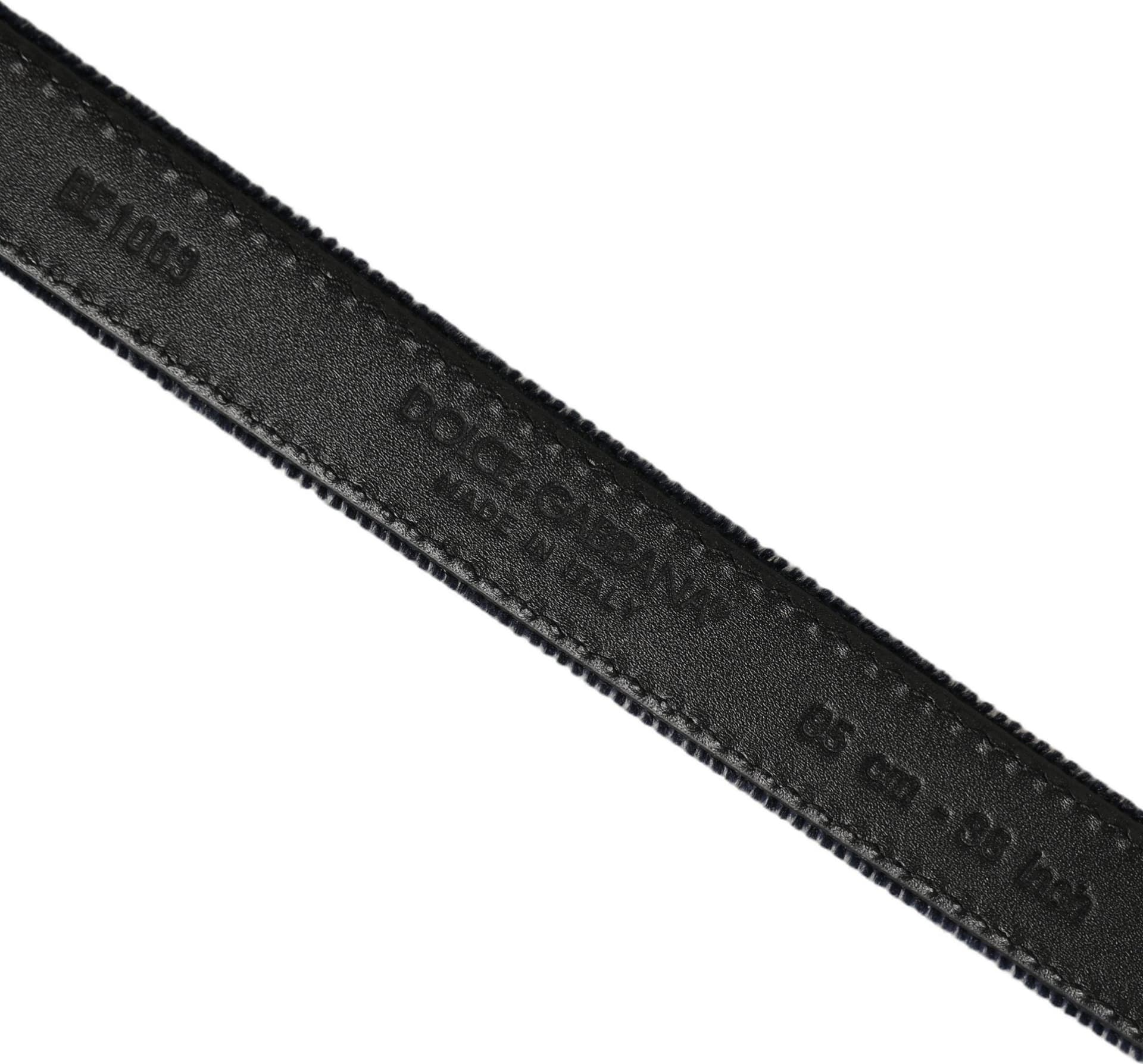 Dolce & Gabbana Dark Blue Velvet Gold Tone Metal Buckle Belt - 6
