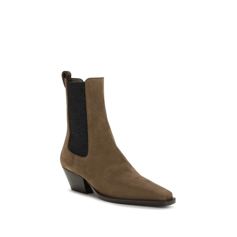 Brunello Cucinelli Brown Calf Leather Bos Taurus Ankle Boots - 2