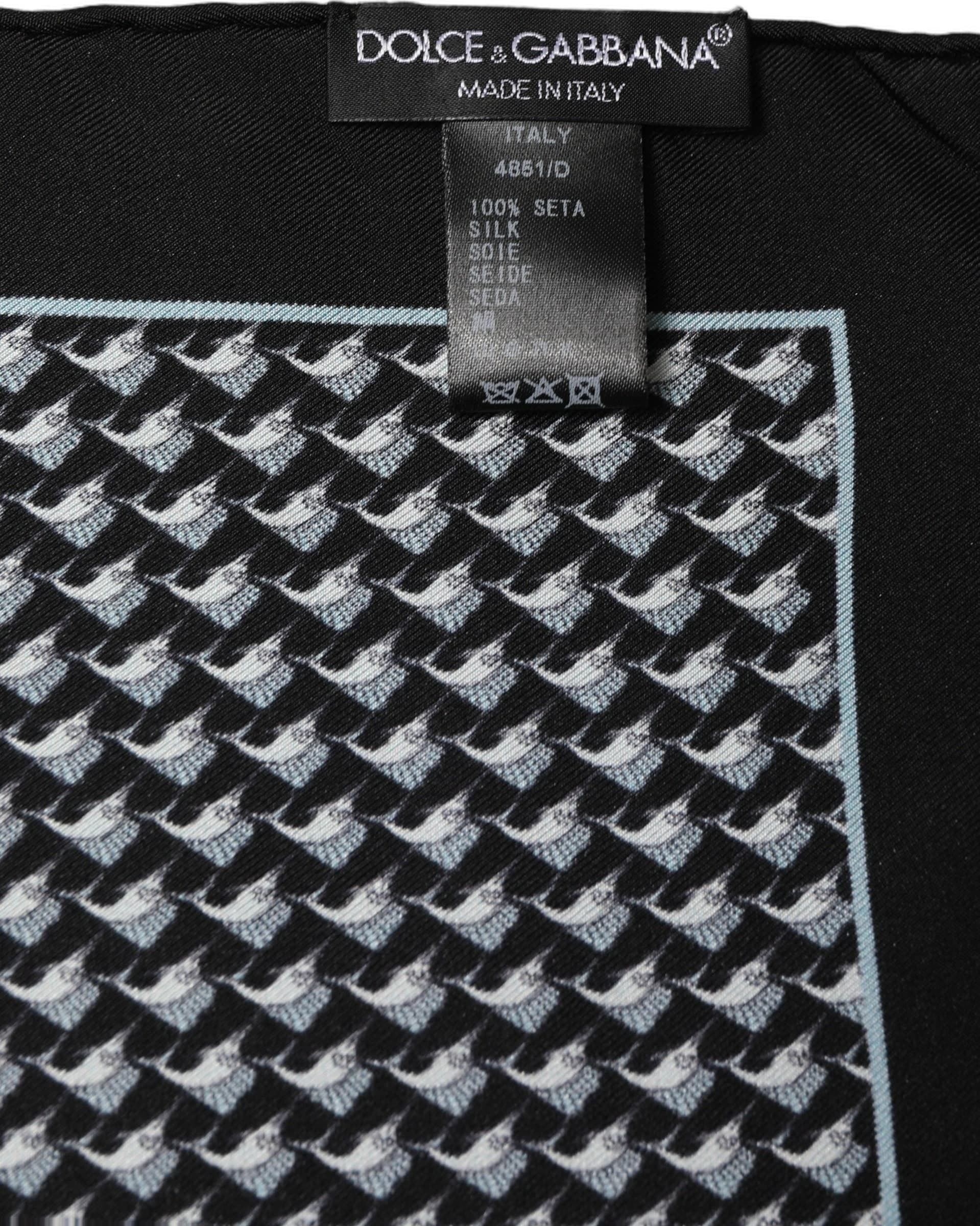 Dolce & Gabbana Black Silk Geometric Handkerchief Pocket Scarf - 2
