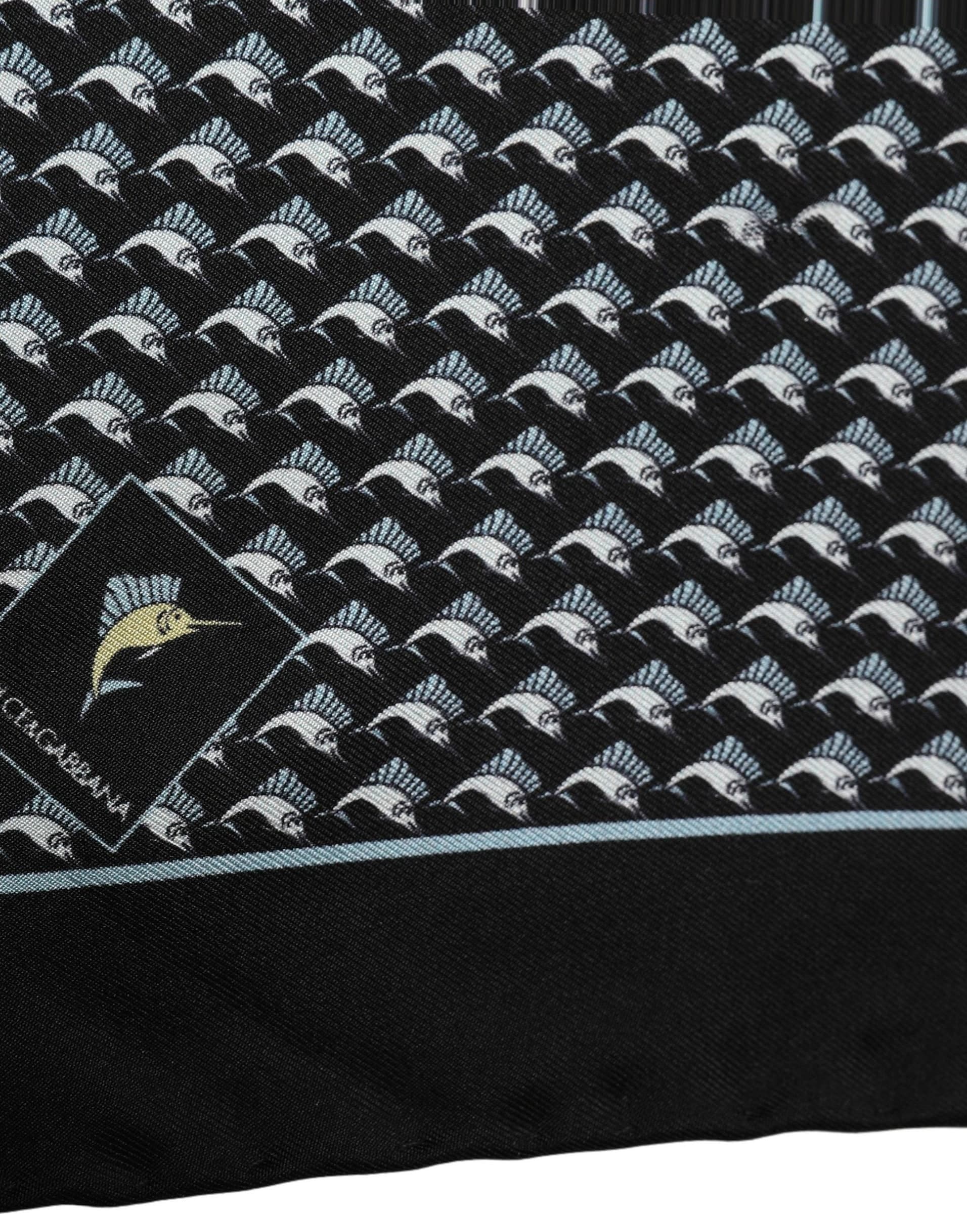 Dolce & Gabbana Black Silk Geometric Handkerchief Pocket Scarf - 3