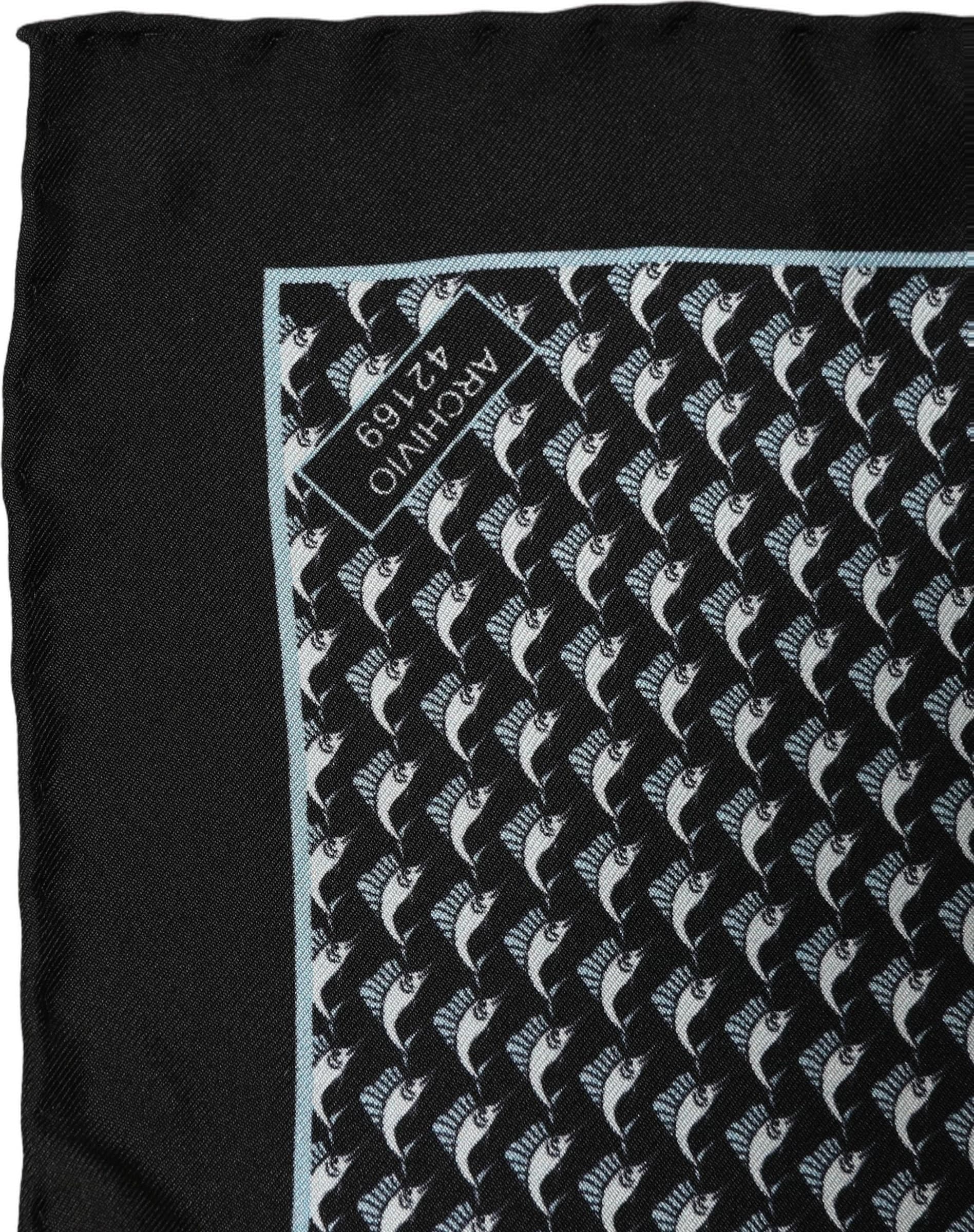 Dolce & Gabbana Black Silk Geometric Handkerchief Pocket Scarf - 4