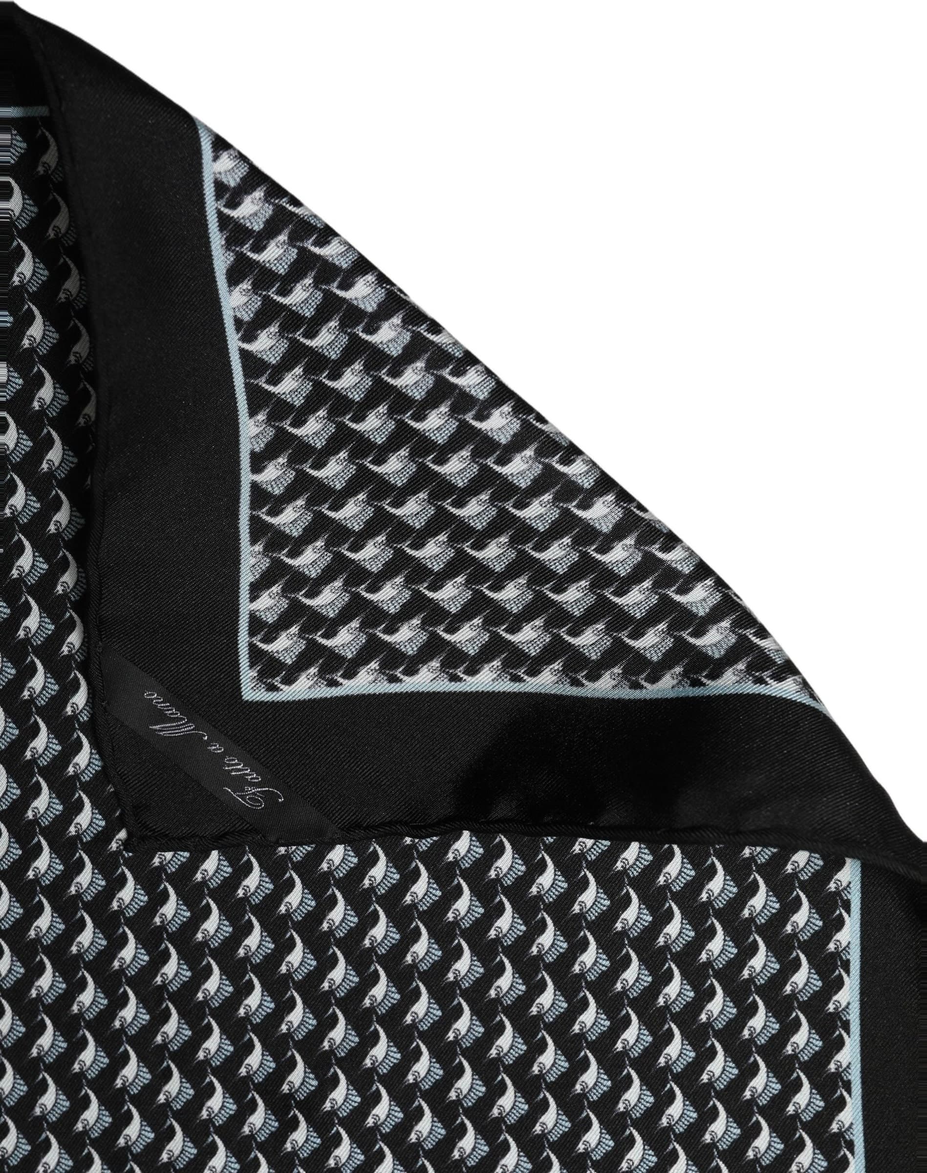 Dolce & Gabbana Black Silk Geometric Handkerchief Pocket Scarf - 5