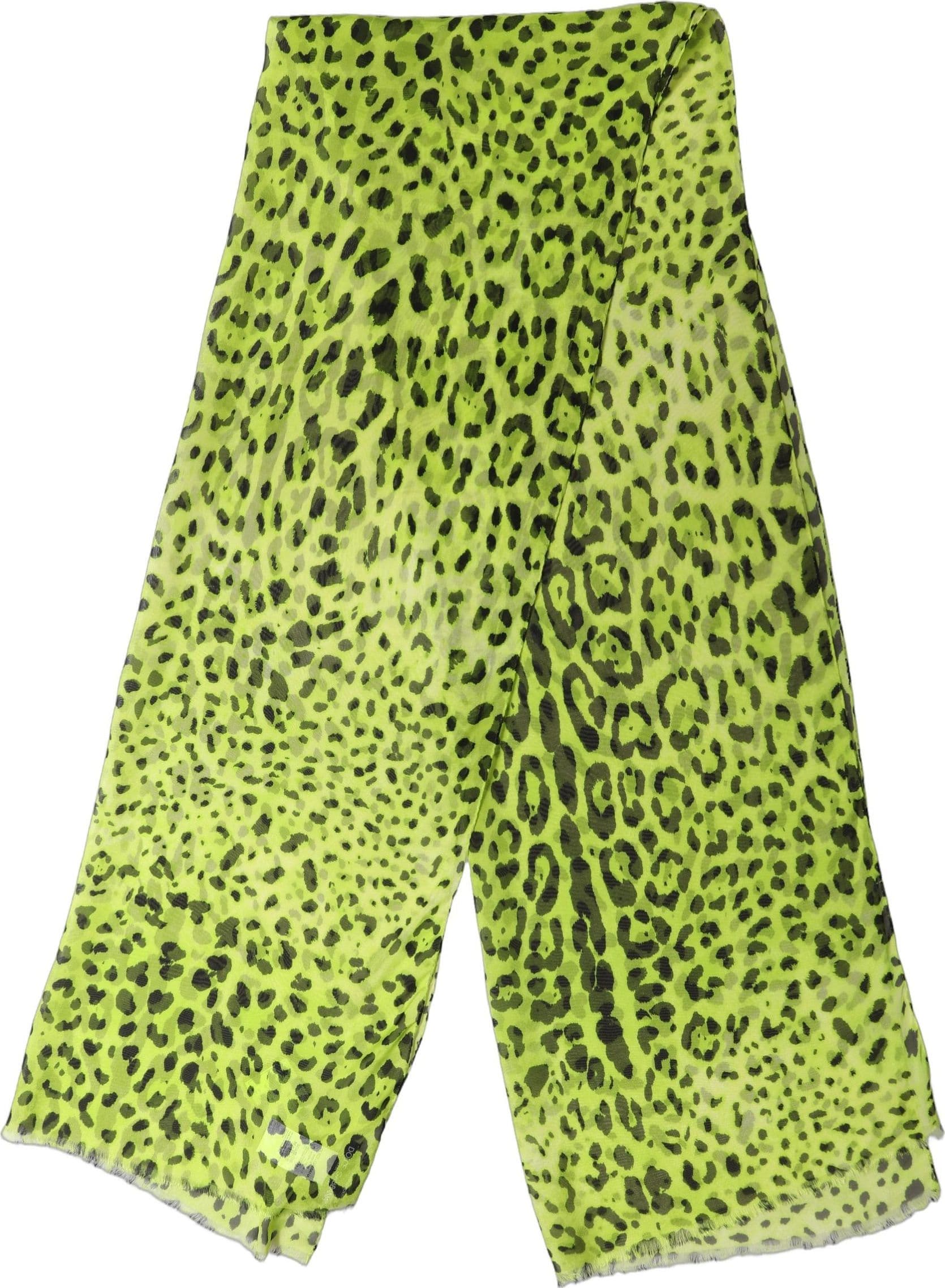 Dolce & Gabbana Green Leopard Print Silk Shawl Stole Scarf - 2