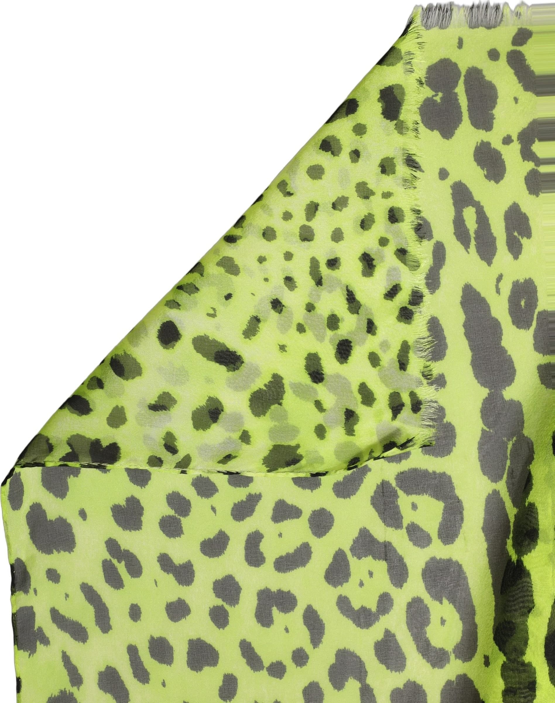 Dolce & Gabbana Green Leopard Print Silk Shawl Stole Scarf - 3