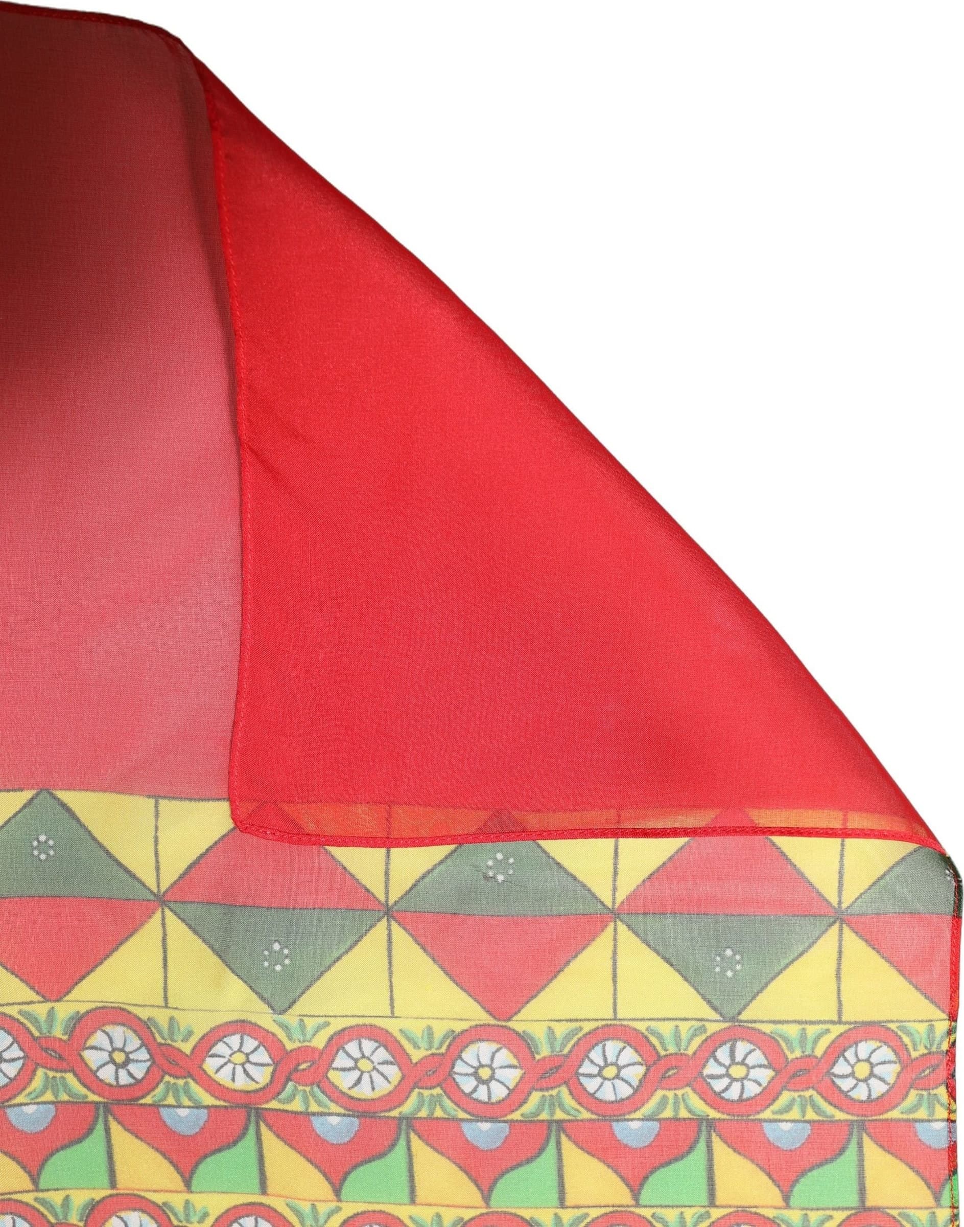 Dolce & Gabbana Red Silk Geometric Print Shawl Stole Scarf - 2