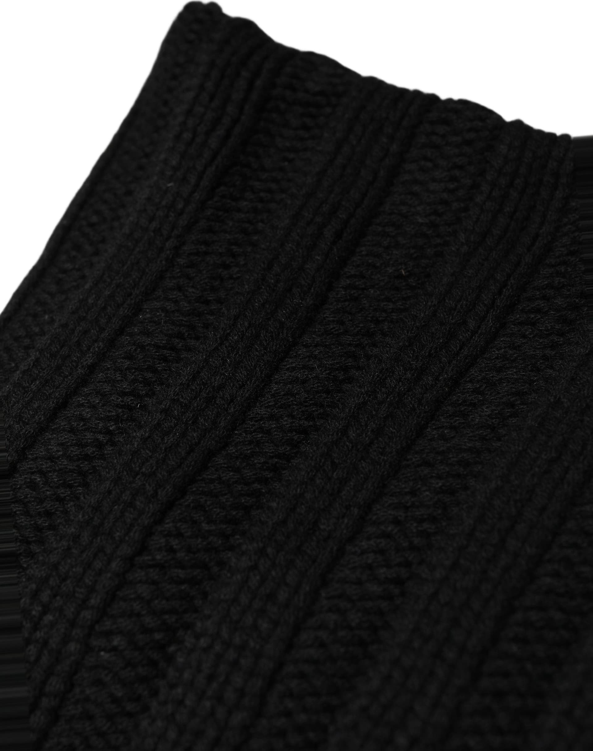 Dolce & Gabbana Black Cashmere Ribbed Knit Neck Warmer Scarf - 2