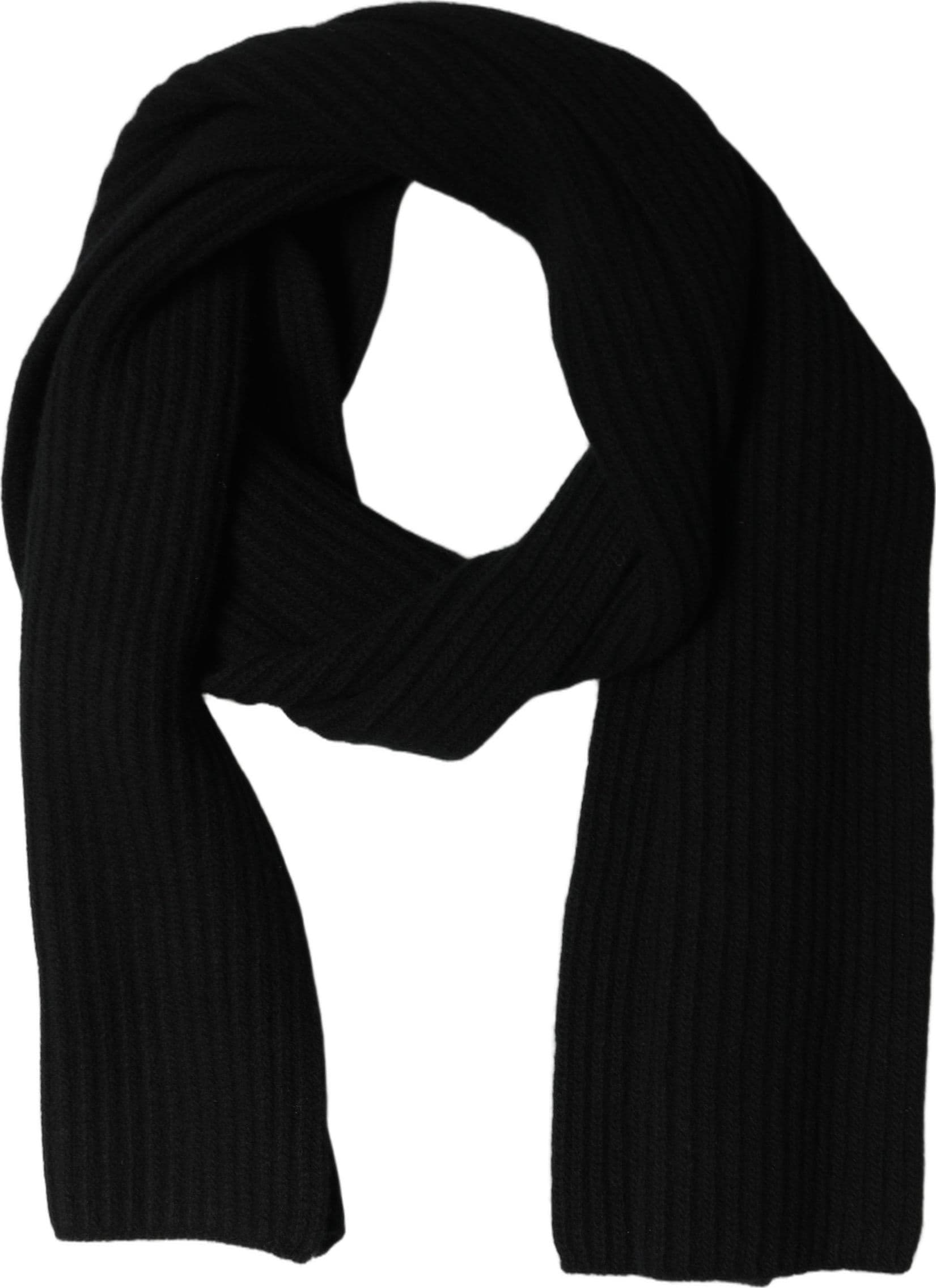 Dolce & Gabbana Men Black Wool Knitted Neck Shawl Scarf - 2