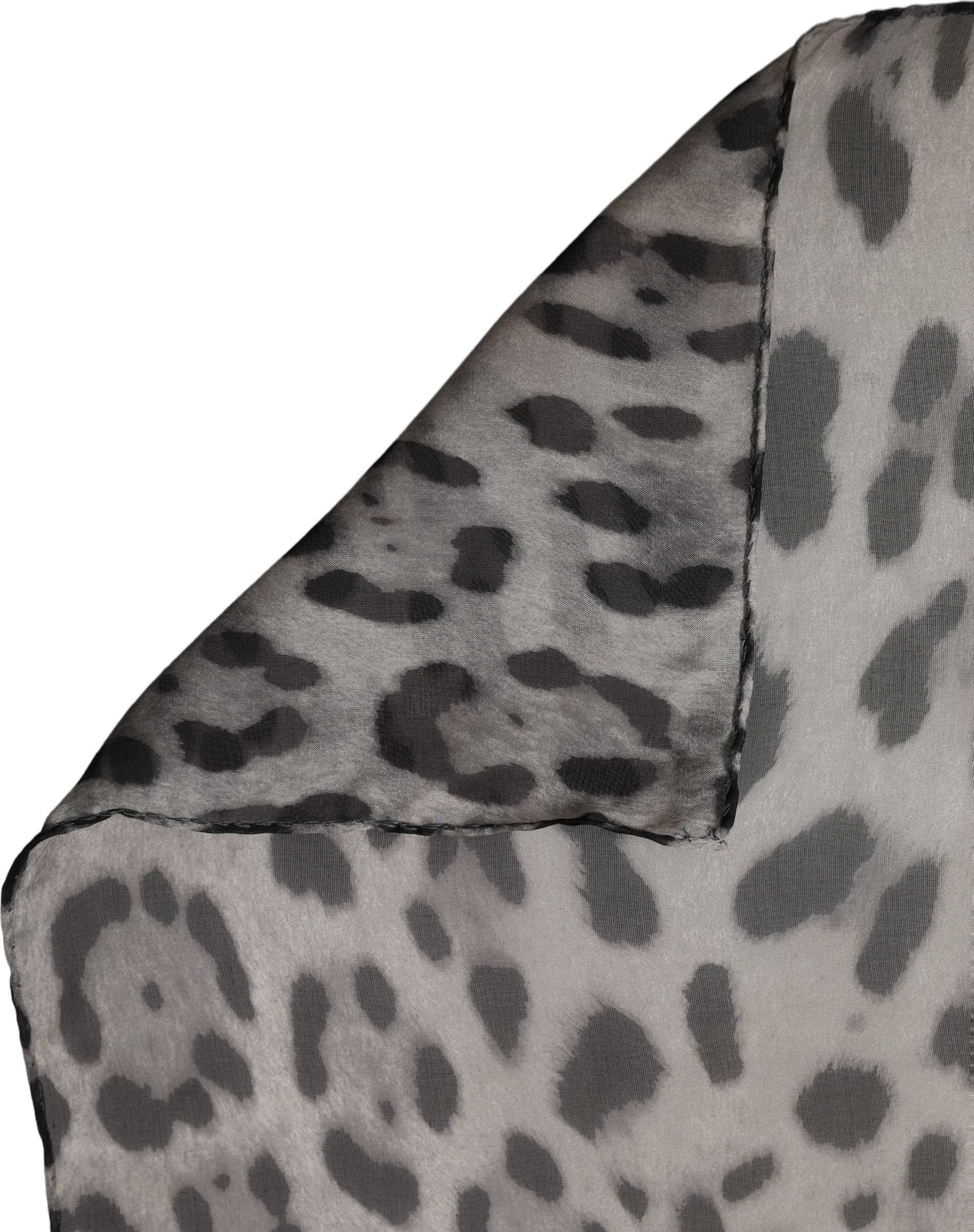 Dolce & Gabbana Gray Leopard Print Silk Square Foulard Scarf - 2