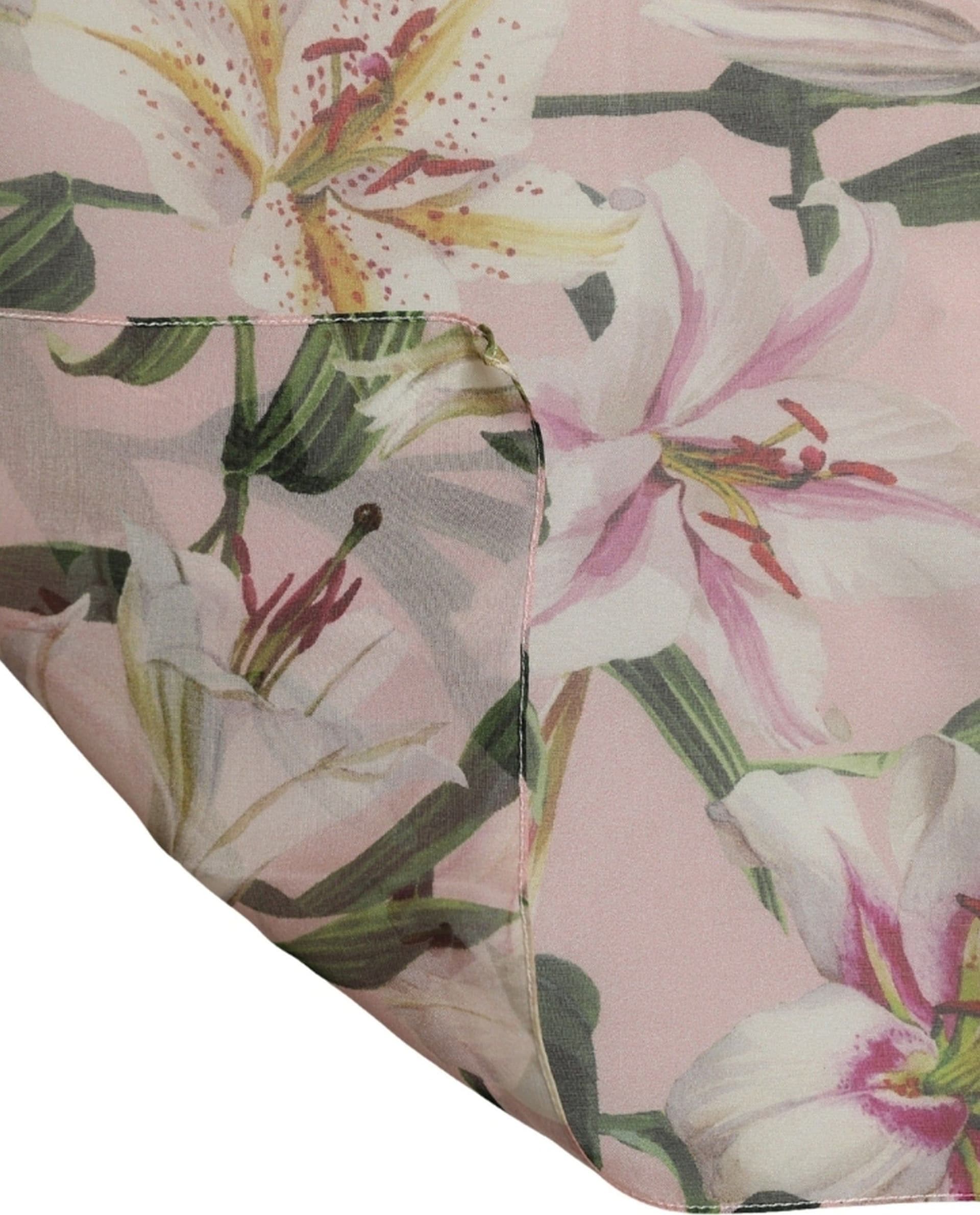 Dolce & Gabbana Pink Silk Floral Chiffon Long Stole Scarf - 3