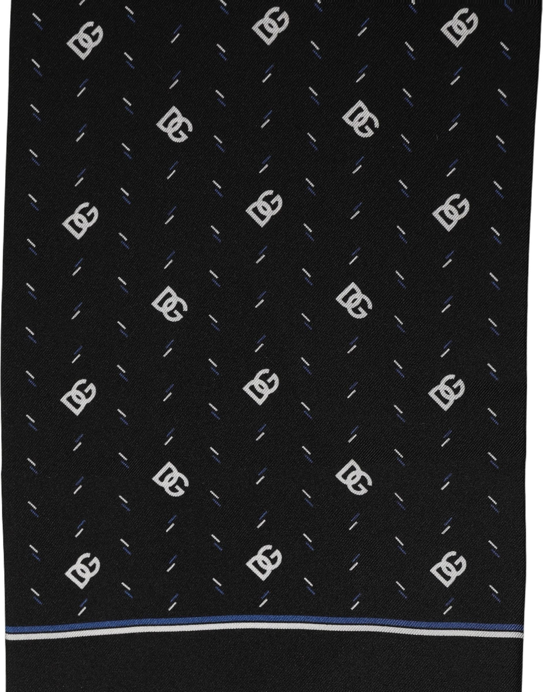 Dolce & Gabbana Black Silk DG Logo Men Fringed Shawl Scarf - 3