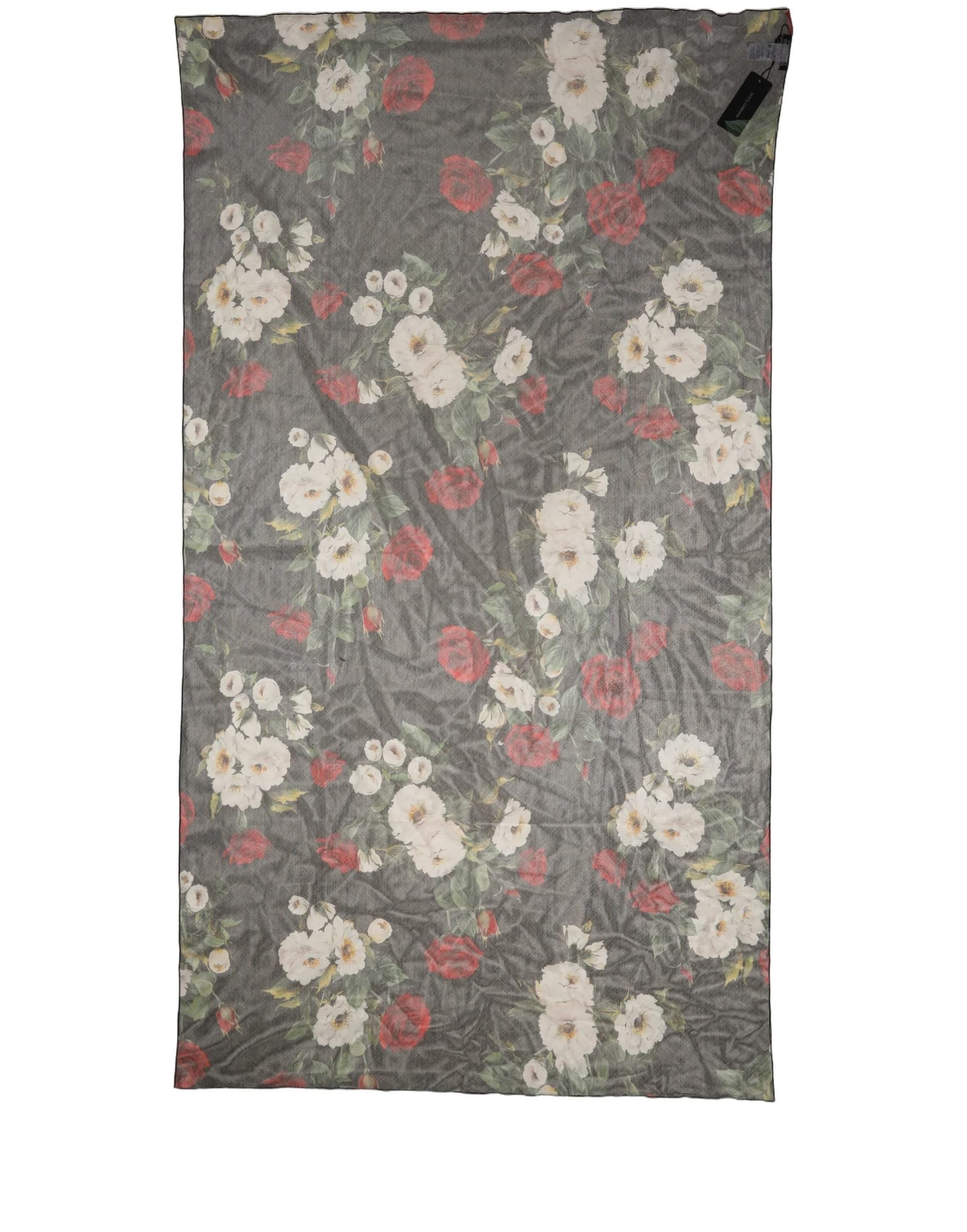 Dolce & Gabbana Black Floral Print Cotton Shawl Stole Scarf - 2