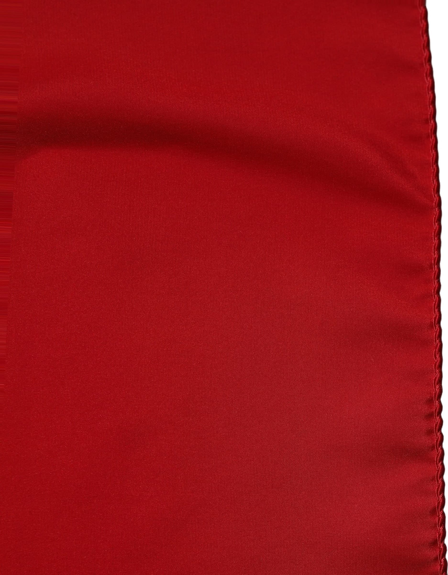Dolce & Gabbana Red Satin Silk Foulard Handkerchief Scarf - 2