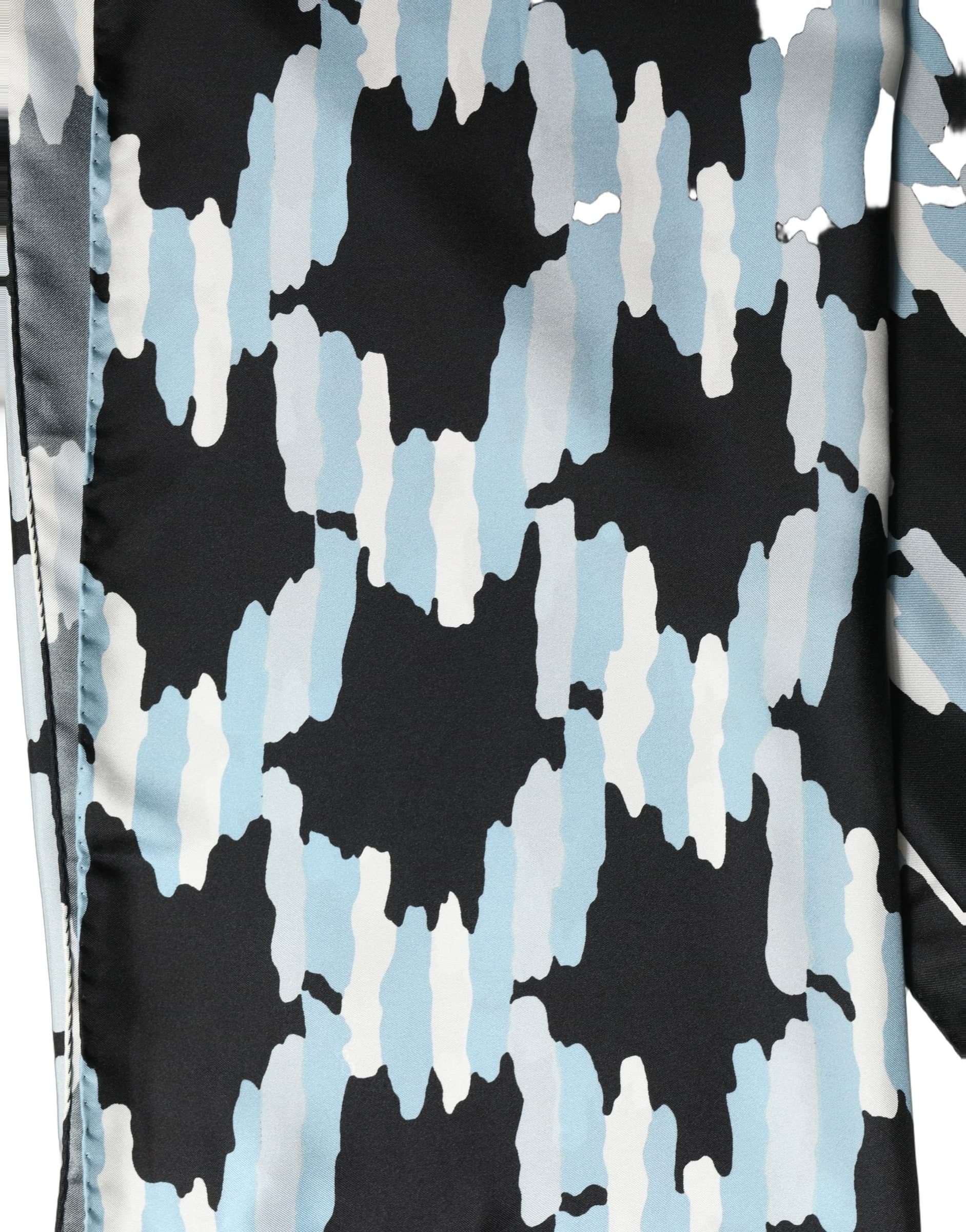Dolce & Gabbana Black Blue Abstract Silk Shawl Stole Scarf - 3