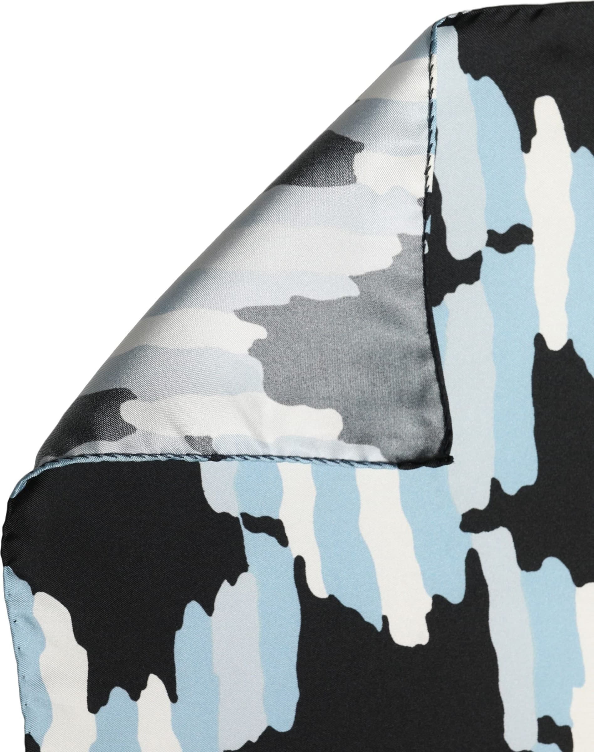 Dolce & Gabbana Black Blue Abstract Silk Shawl Stole Scarf - 4