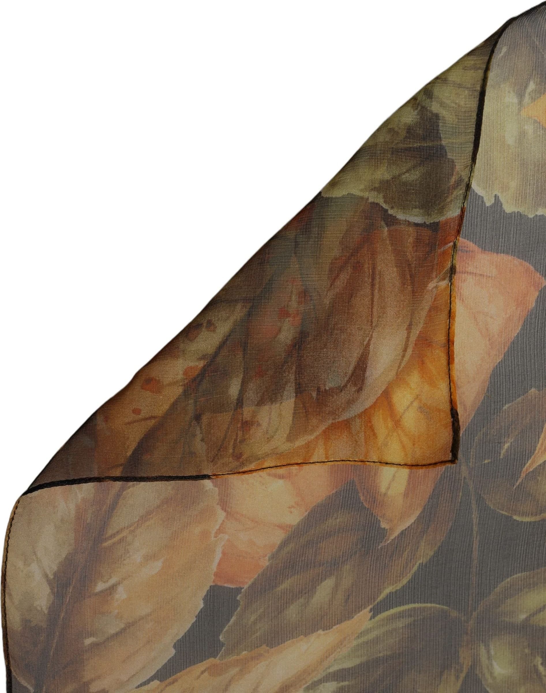 Dolce & Gabbana Multicolor Leaf Print Silk Shawl Stole Scarf - 3