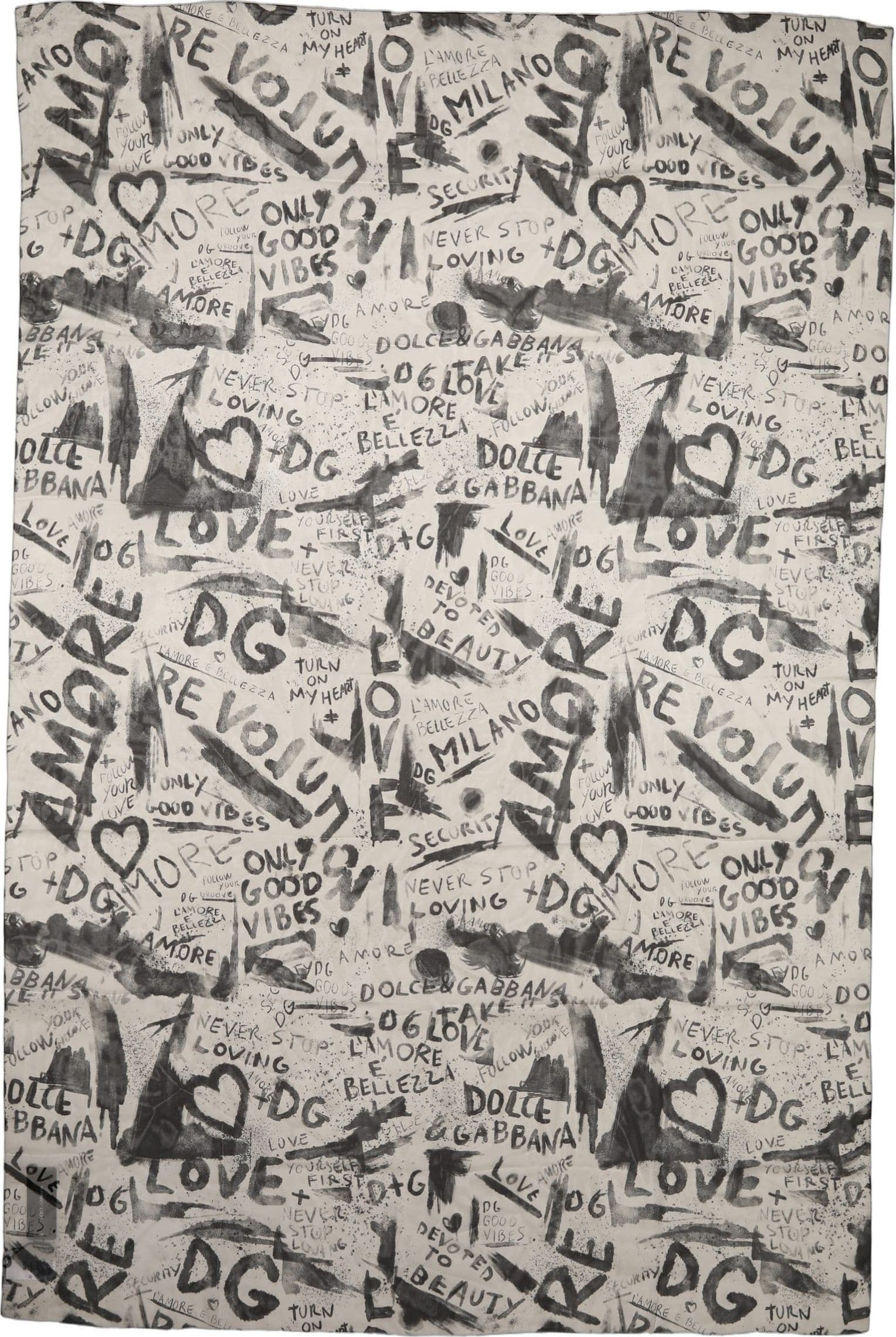 Dolce & Gabbana White Graffiti Logo Silk Shawl Stole Scarf - 2