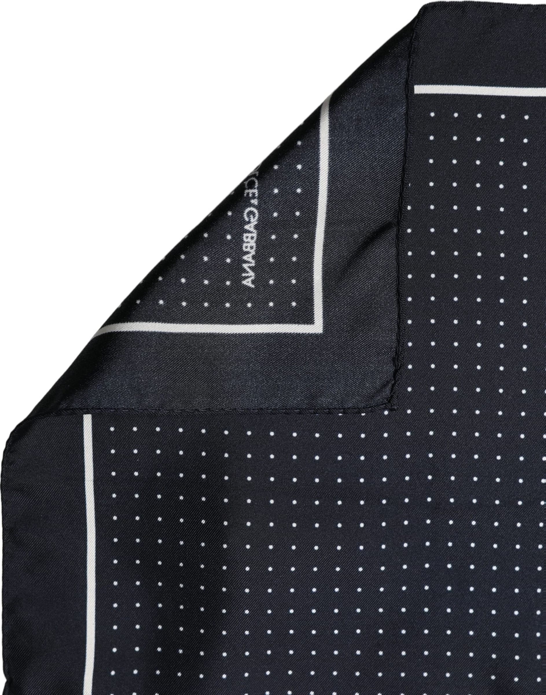 Dolce & Gabbana Blue Silk Polka Dot Handkerchief Pocket Scarf - 2