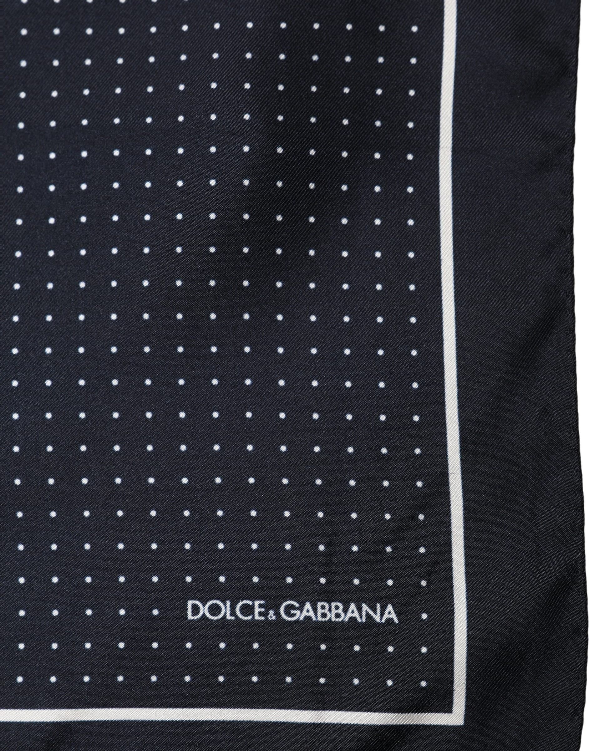 Dolce & Gabbana Blue Silk Polka Dot Handkerchief Pocket Scarf - 3