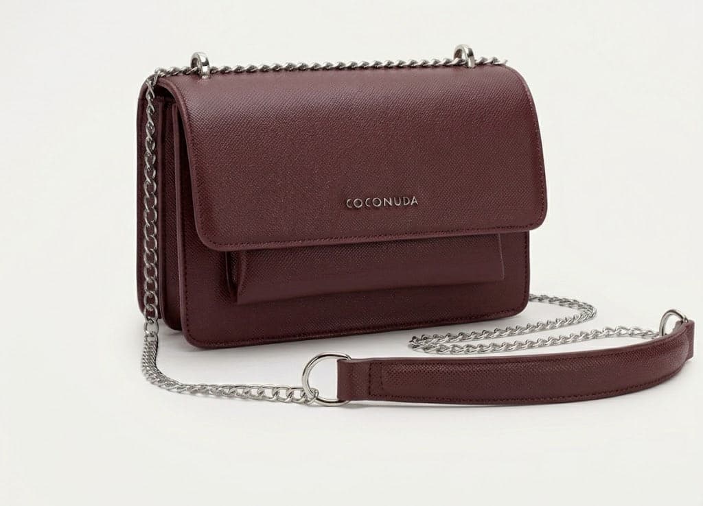 Borsa a tracolla Coconuda in pelle con catena - 7