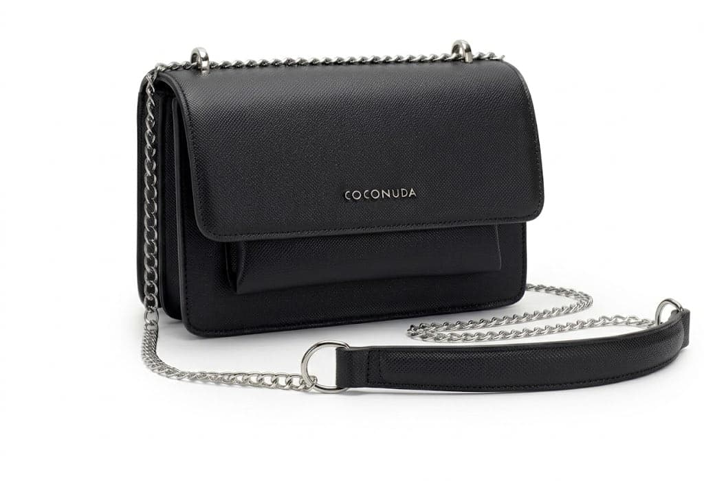Borsa a tracolla Coconuda in pelle con catena - 8