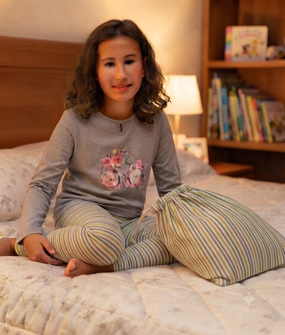 Pigiama Bimba Milk and Honey Bici in 100% Cotone - 4