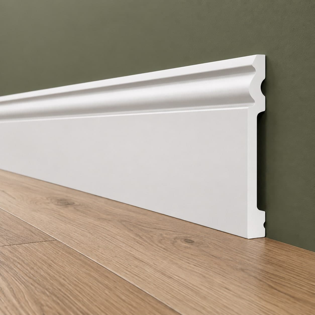 pacco da 100ML di Battiscopa RESISTO in polimeri extracompatti mod. DUCALE Bianco mis. 180x15mm - 3