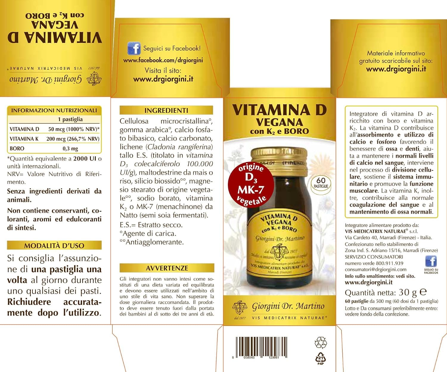 Dr Giorgini VITAMINA D VEGANA con K2 e BORO - 30 g (Integratore di vitamina D3 e K2 per il benessere di ossa e denti -Scorta per 2 mesi: dosi per 60 giorni) - 2