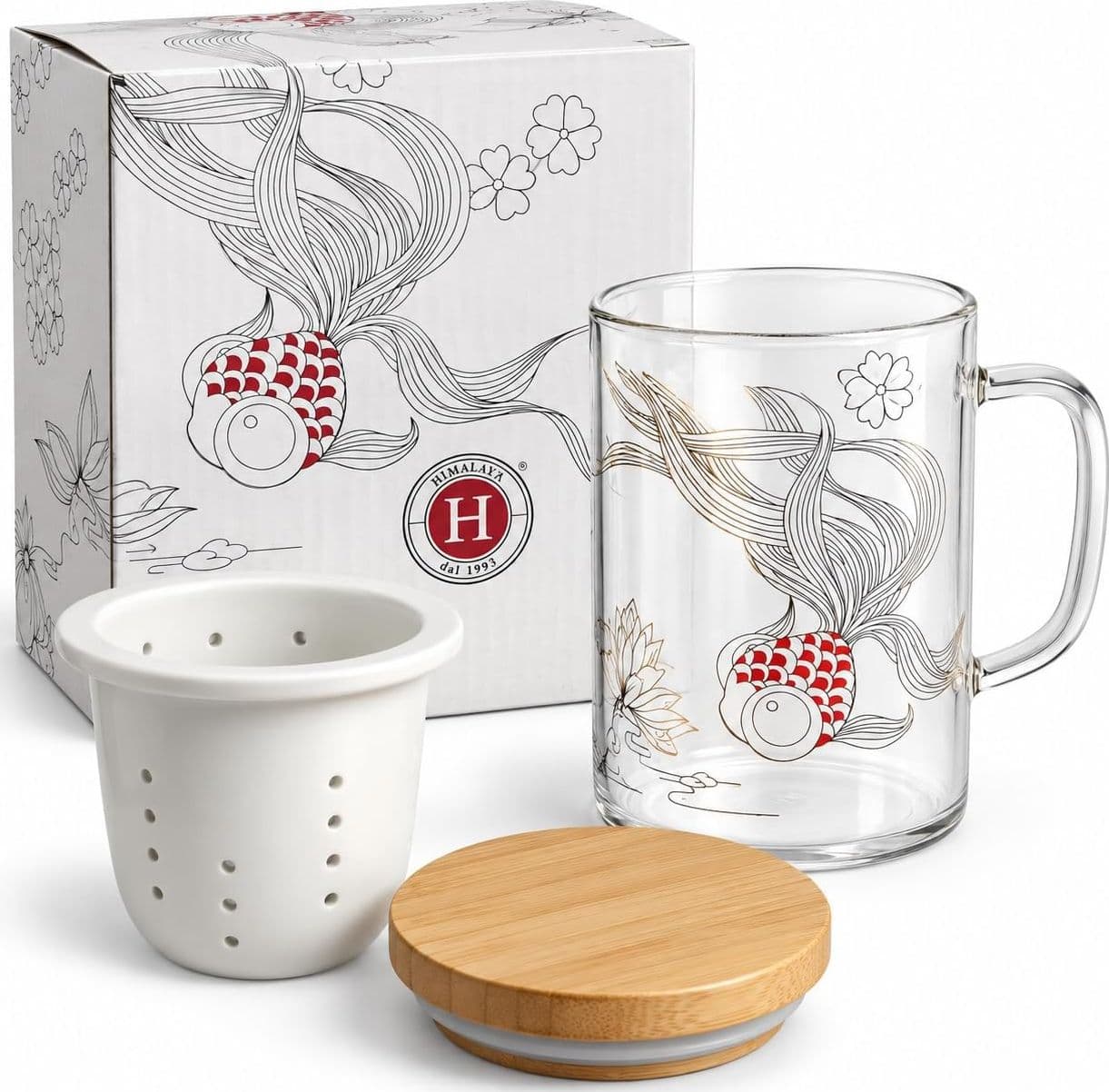 Tisaniera in Vetro Borosilicato con Coperchio in Bambù e Filtro in Ceramica 350 ml - 2