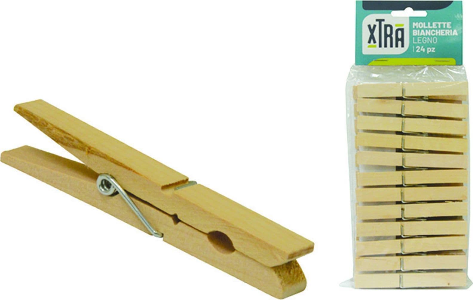 Mollette biancheria legno  cm.9x1,2 - legno di betulla - colore naturale  144 pz - 2