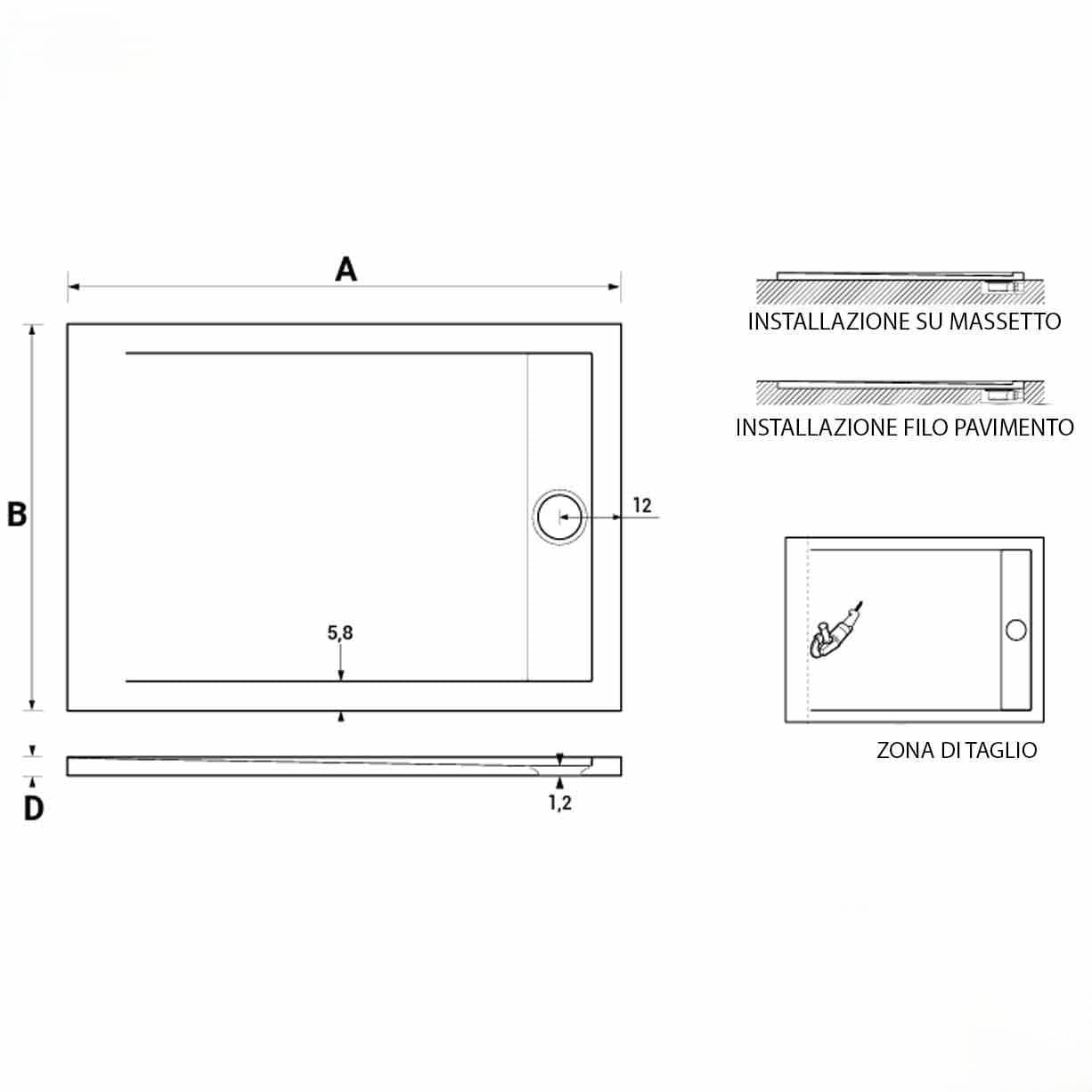 OFFERTA Piatto doccia in marmoresina Crema effetto pietra cemento RELAX 80X110 - 4