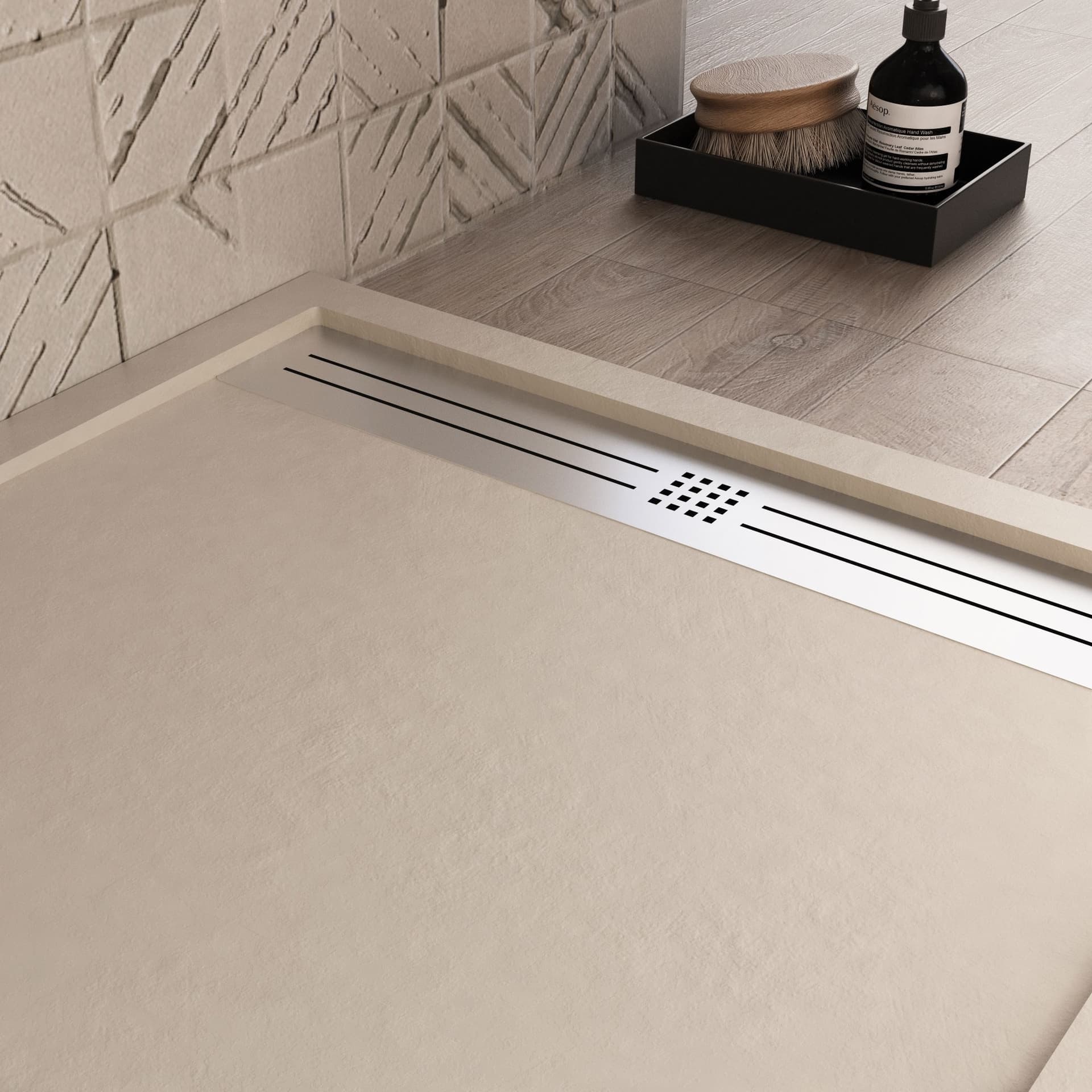 OFFERTA Piatto doccia in marmoresina Crema effetto pietra cemento RELAX 80X110 - 5