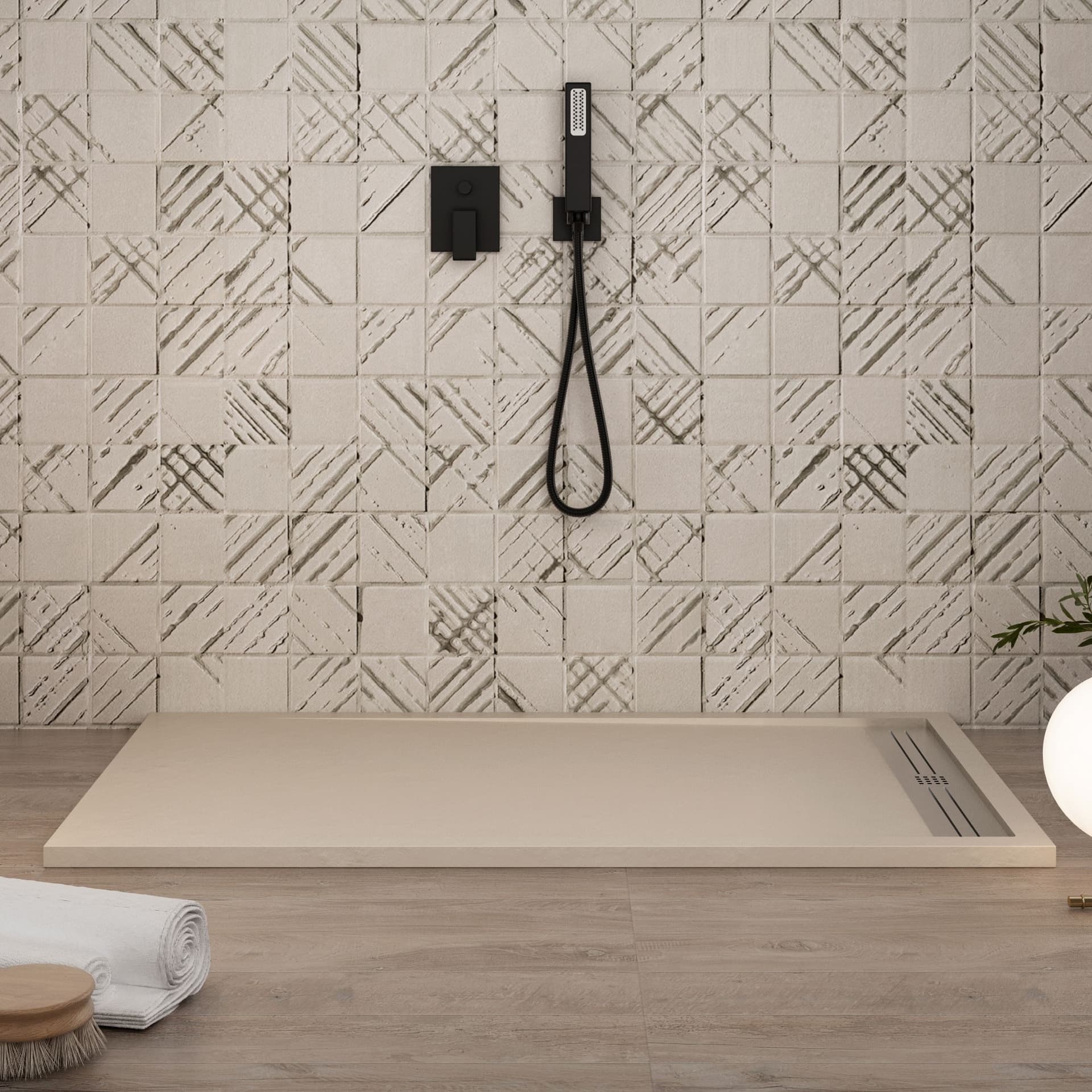 OFFERTA Piatto doccia in marmoresina Crema effetto pietra cemento RELAX 80X110 - 6