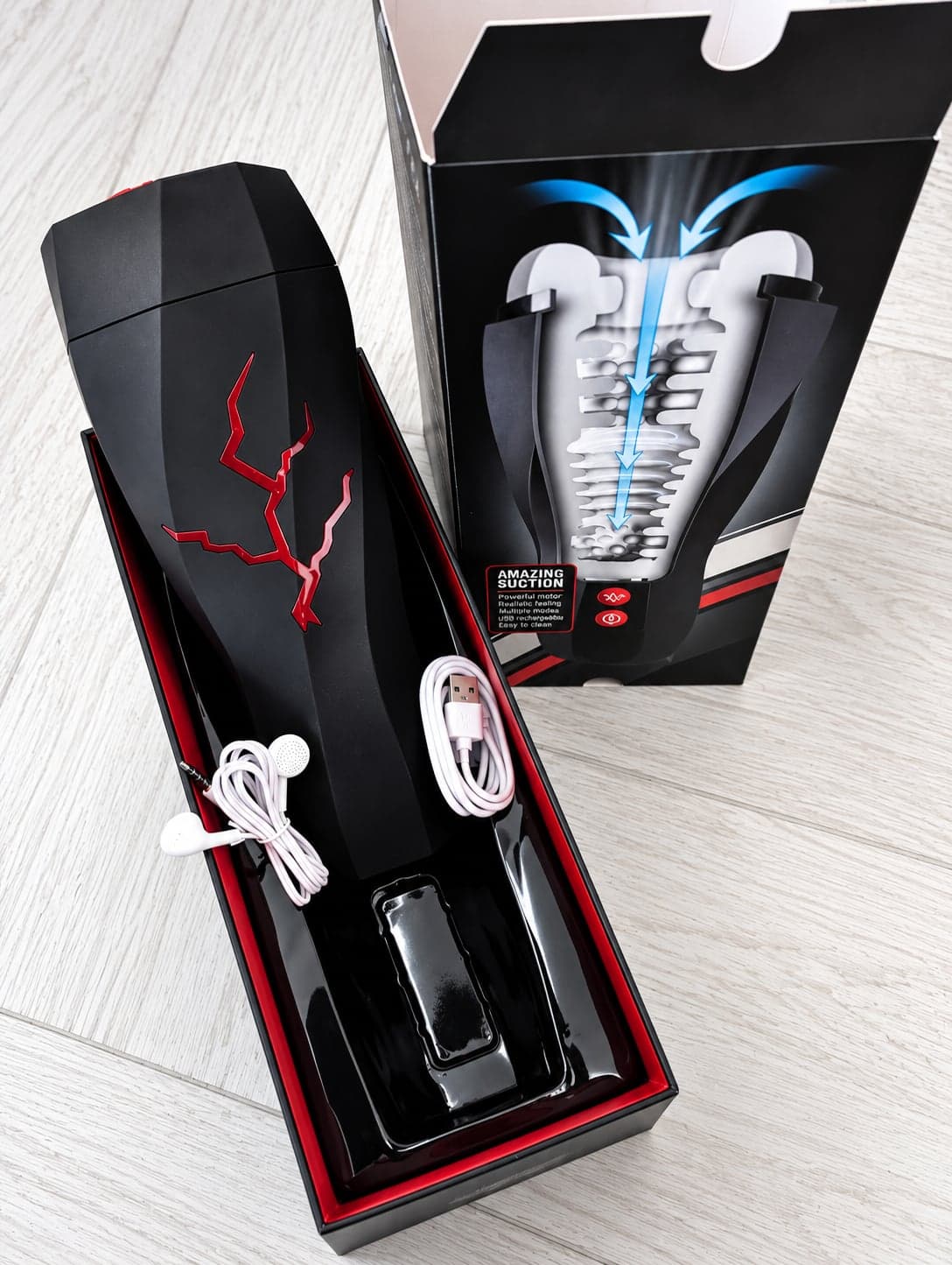 Masturbatore Storm automatico 7 x suzione Milking 7 x vibrazioni suoni gemiti cuffie - 2