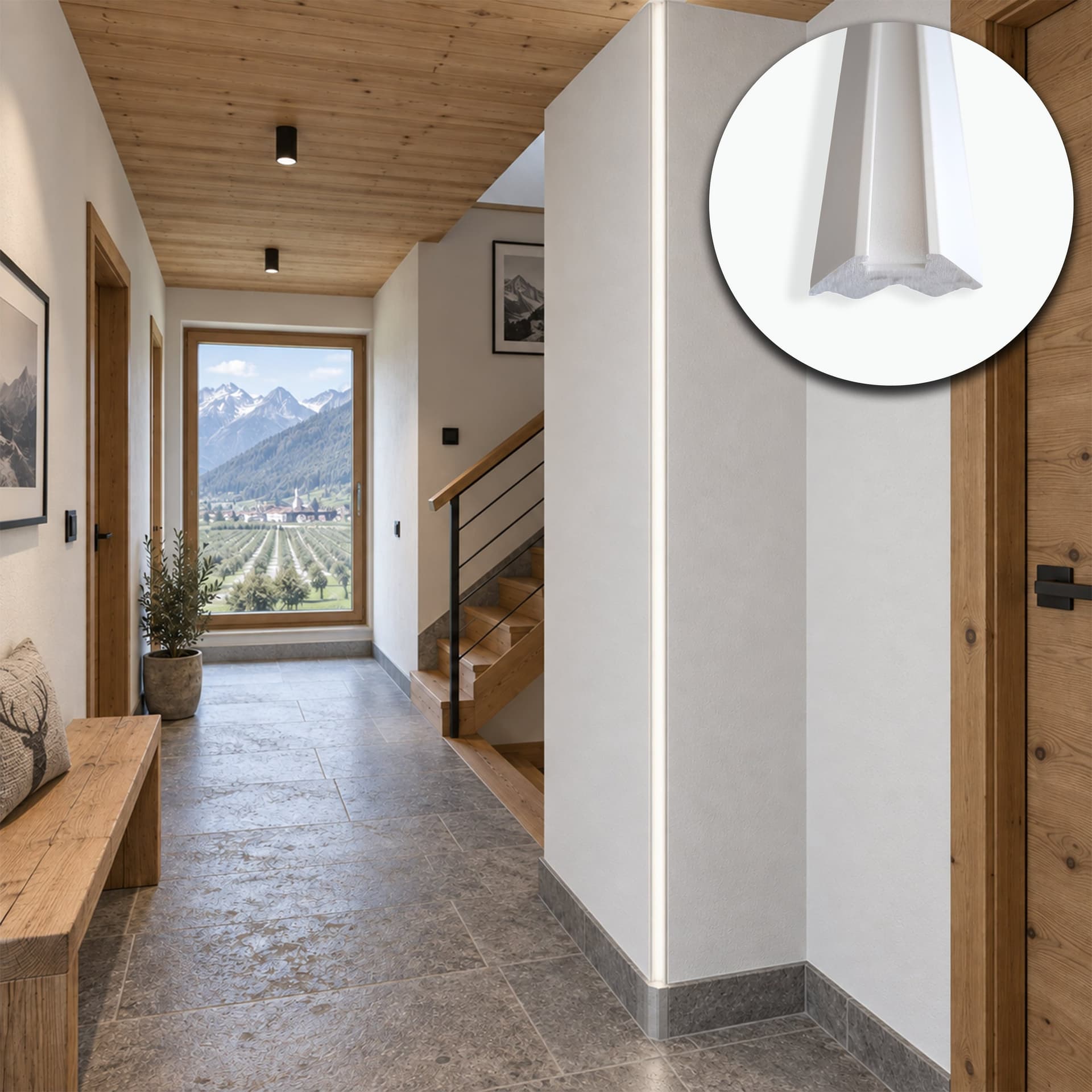 Profilo LED a Gola da Incasso per Cartongesso in Polimero 31x59x2700 mm – JX187 – Venduto al Metro Lineare - 2