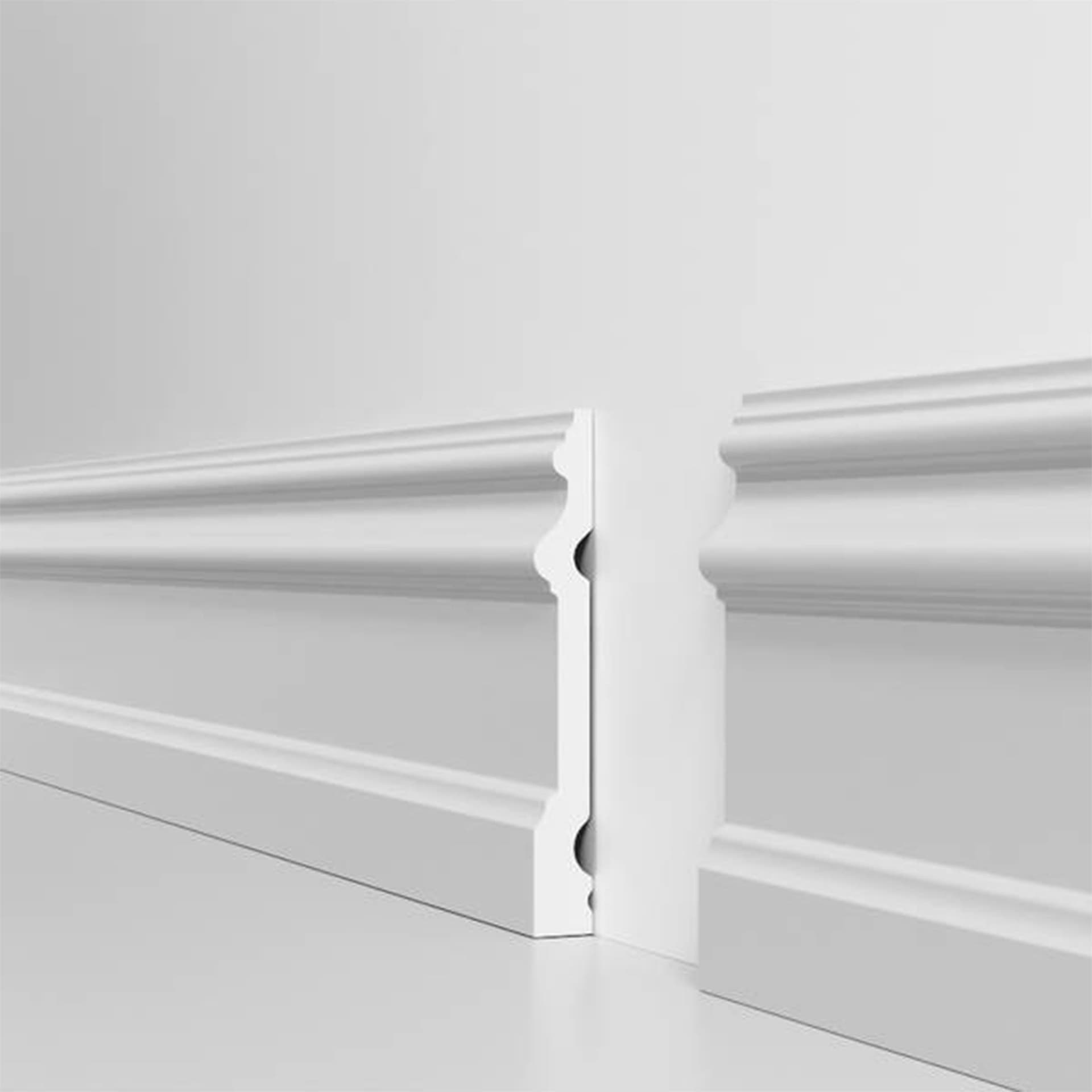 pacco da 112ML di Battiscopa RESISTO in polimeri extracompatti mod. MAGNIFICO Bianco mis. 120x15mm - 4