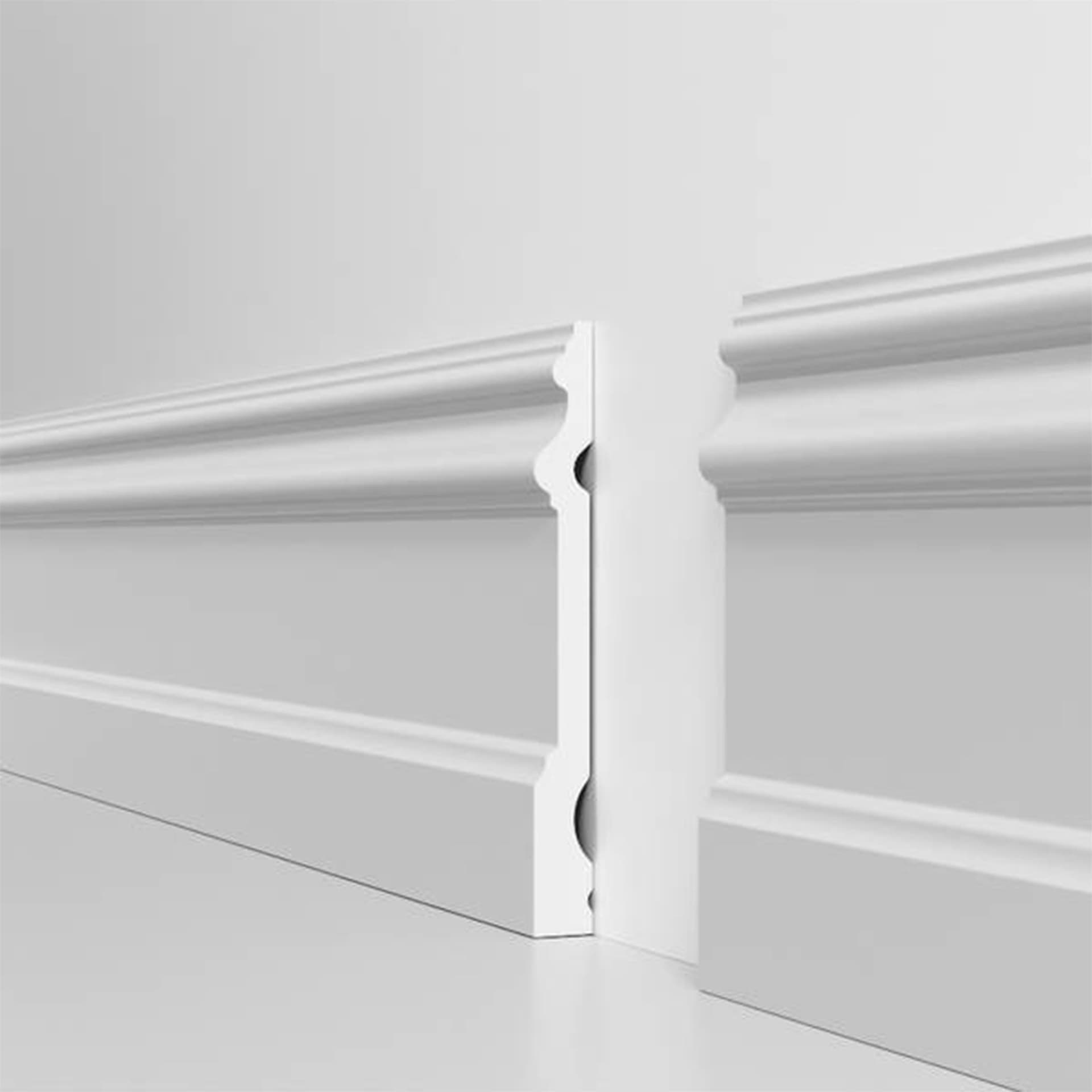 pacco da 112ML di Battiscopa RESISTO in polimeri extracompatti mod. MAGNIFICO Bianco mis. 140x15mm - 3