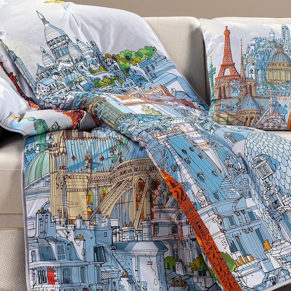 Plaid Scaldotto Caleffi Paris Carlo Stanga in Cotone Pettinato 130x170 cm - 2