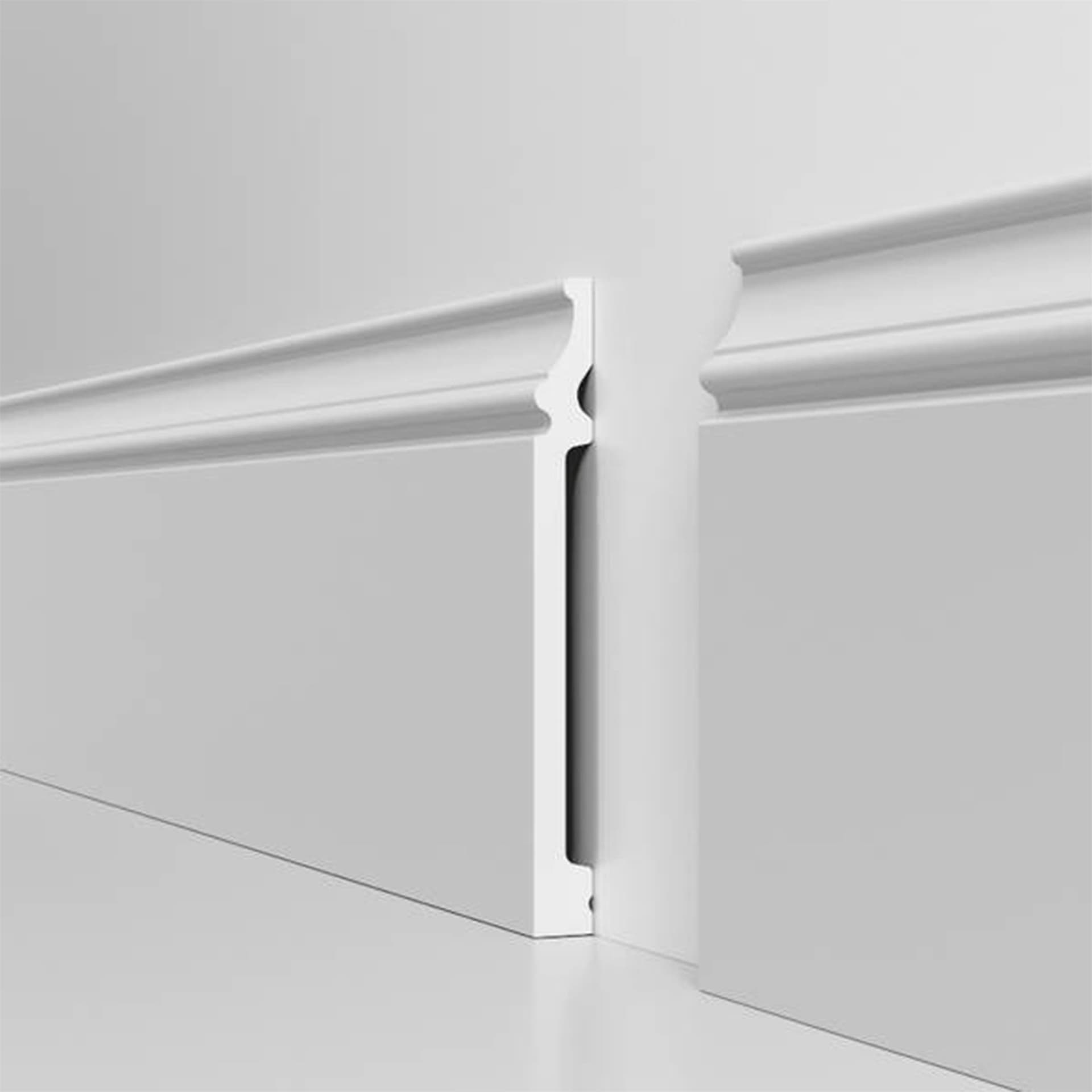 pacco da 112ML di Battiscopa RESISTO in polimeri extracompatti mod. HELIZABETH Bianco mis. 150x15mm - 4