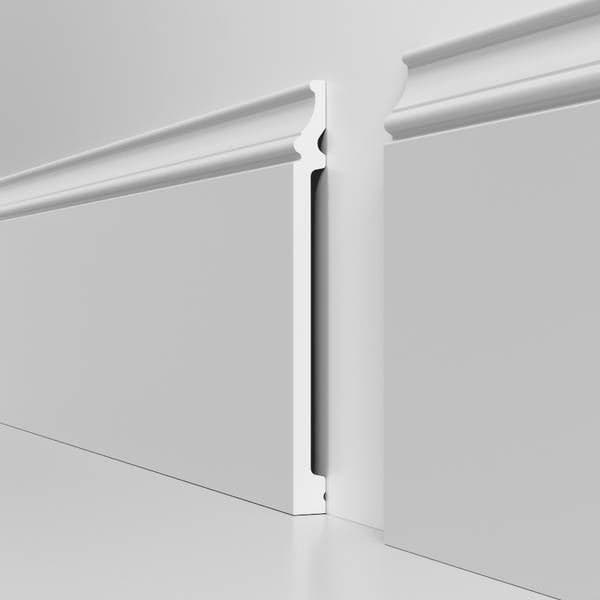 Battiscopa RESISTO in polimeri extracompatti mod. HELIZABETH Bianco mis. 180x15mm (prezzo al metro) - 4