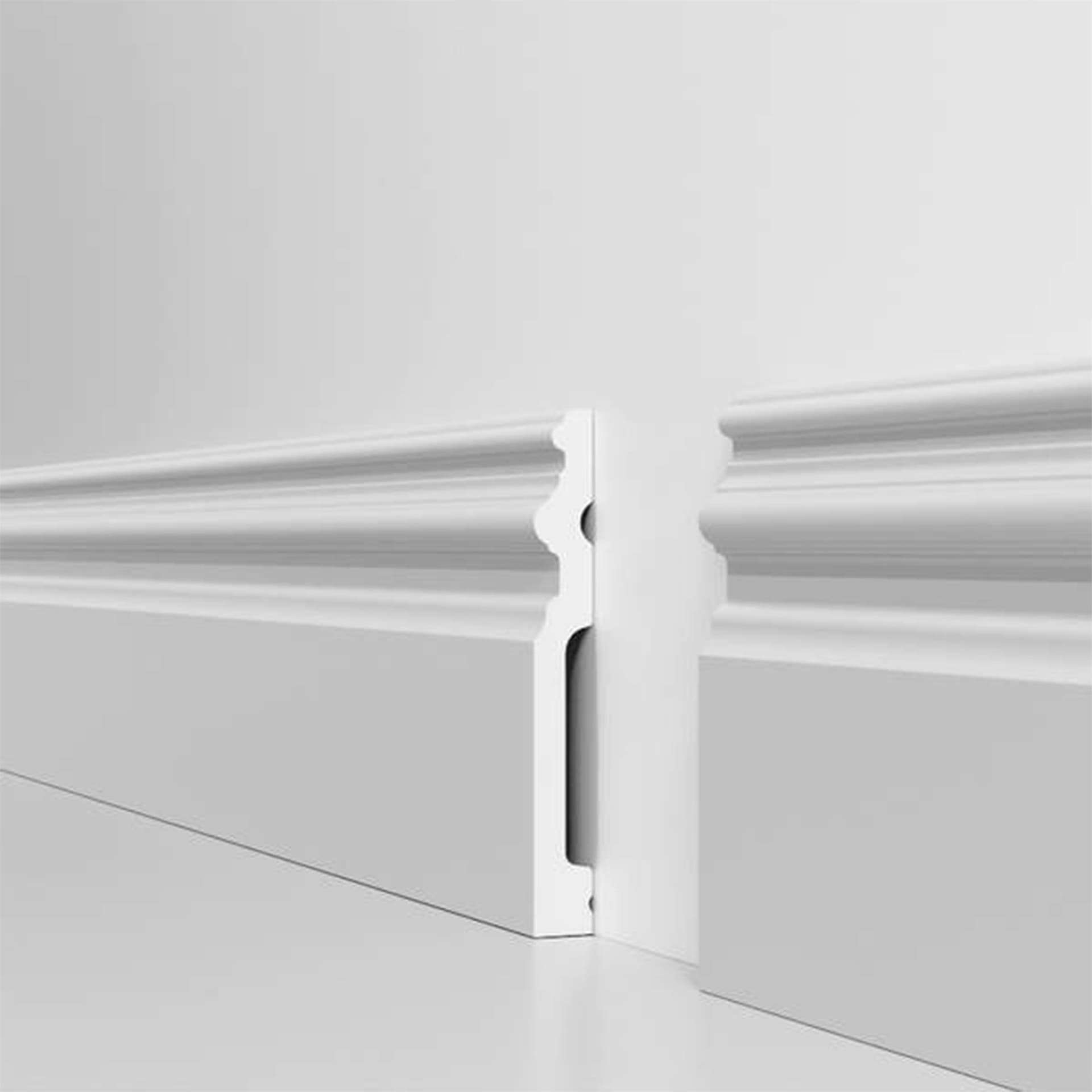 pacco da 112ML di Battiscopa RESISTO in polimeri extracompatti mod. ARISTOCRATICO Bianco mis. 120x15mm - 4