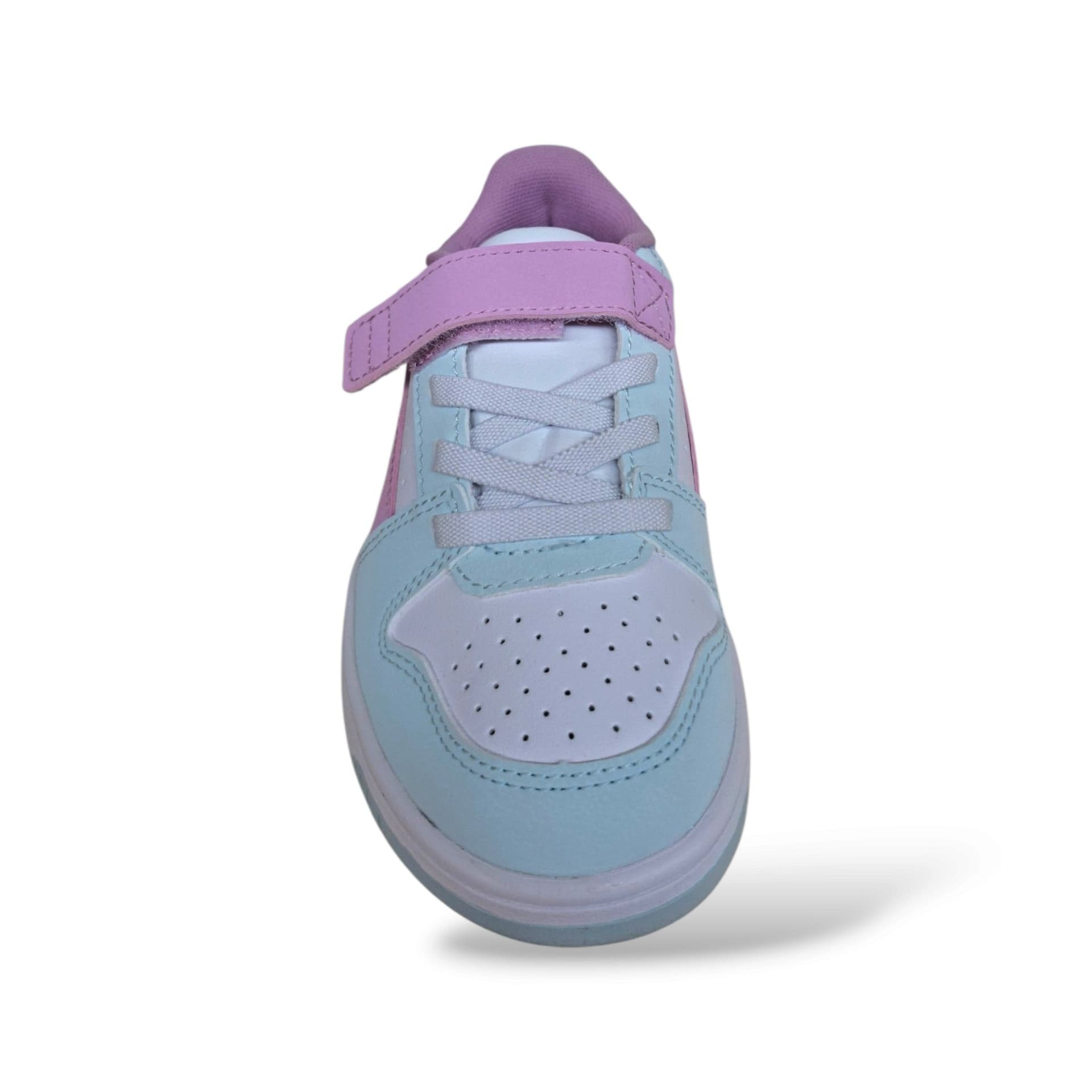 Puma Rebound 407469 Sneakers Basse Bambine Celeste Rosa Bianco | Pelle Laccio Elastico Velcro Basket Retrò Femminile Comoda Scuola Back to School | Taglie 20-35 | Scarpetteria Gica - 4
